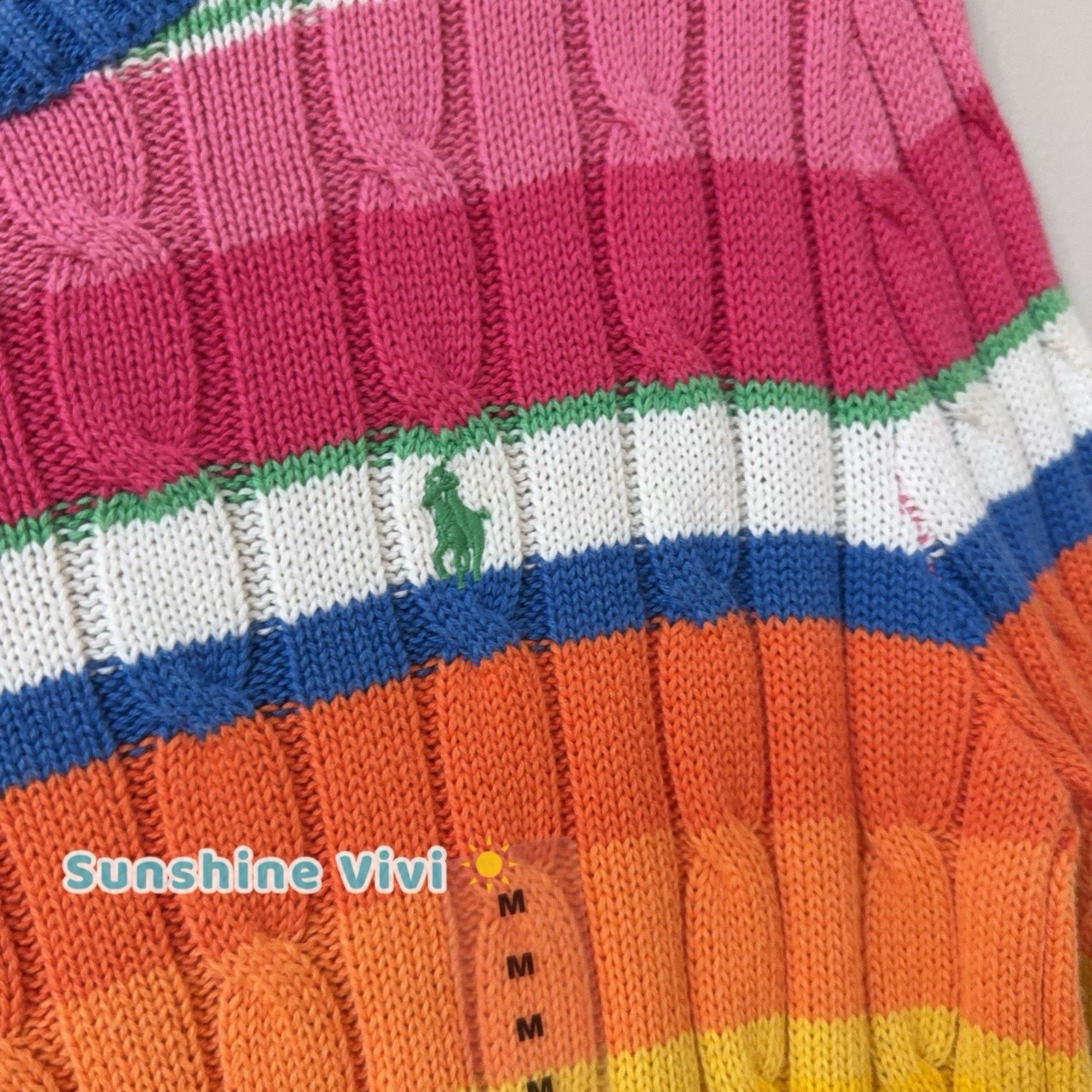Polo Ralph Lauren NWT Polo Ralph Lauren Women's Striped Cable Sweater Medium Size M / US 6-8 / IT 42-44 - 2 Thumbnail