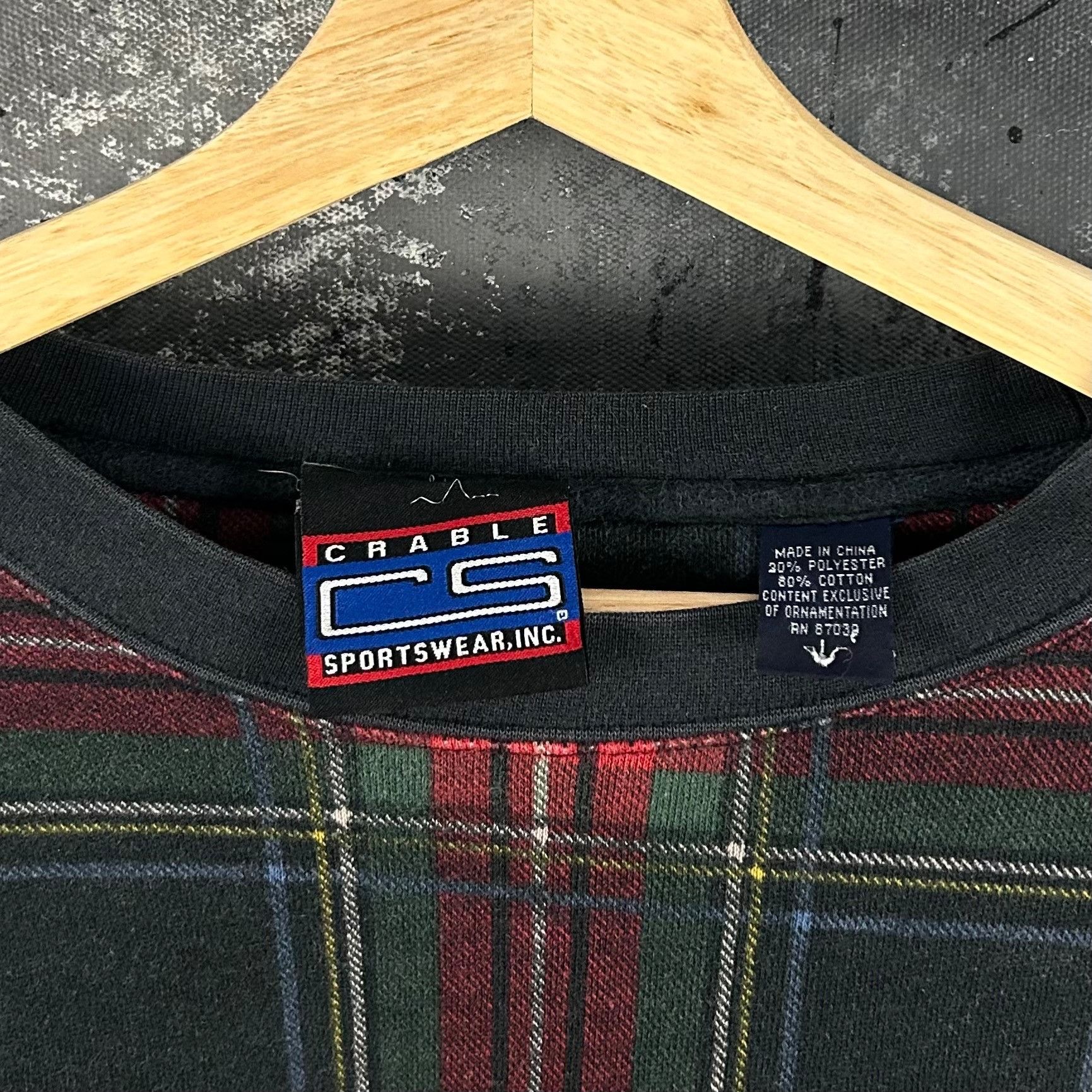 Vintage Vintage 90’s Crable plaid sweatshirt Size US XL / EU 56 / 4 - 3 Thumbnail