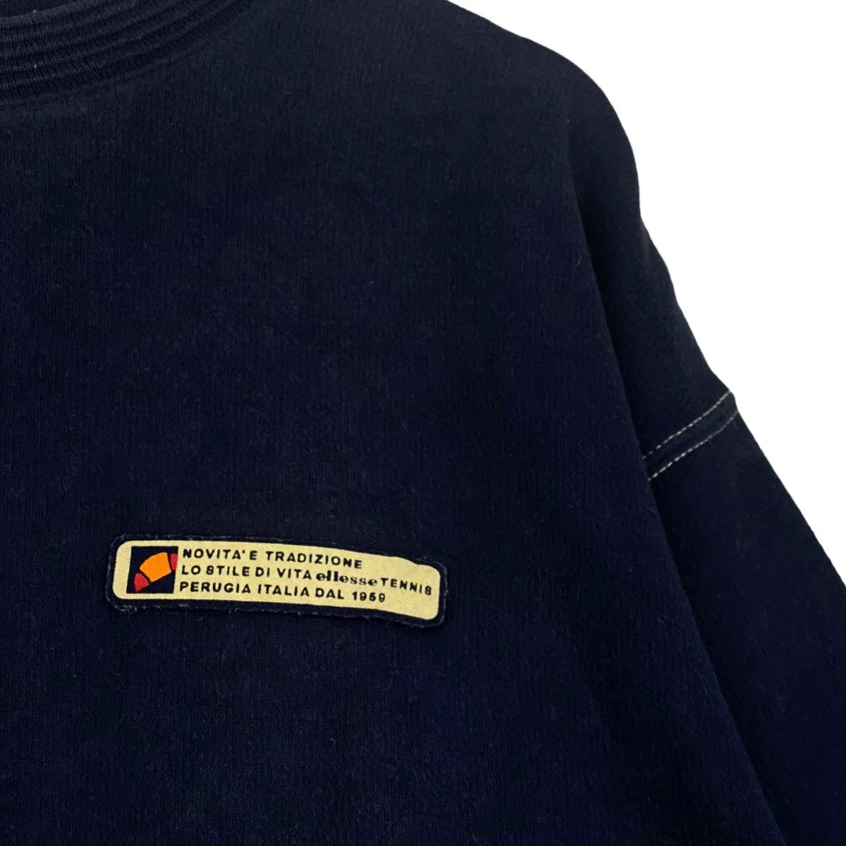 Ellesse × Vintage Vintage Ellesse Small Tag Navy Crewneck Sweatshirt Size L Size US L / EU 52-54 / 3 - 4 Thumbnail