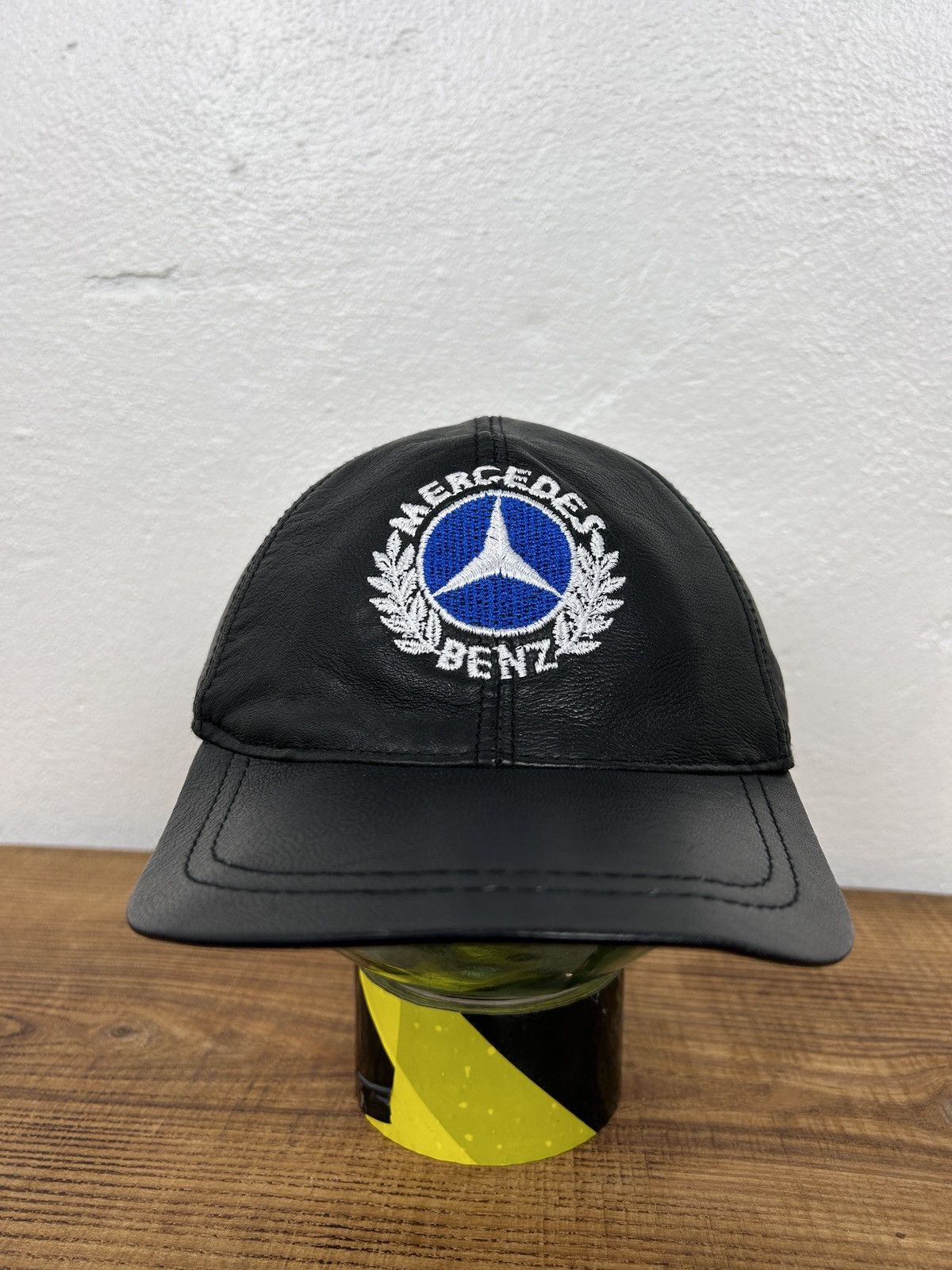 Mercedes-Benz × Vintage 90s Vintage Mercedes Benz Embroidery Retro Leather Cap Size ONE SIZE - 2 Thumbnail