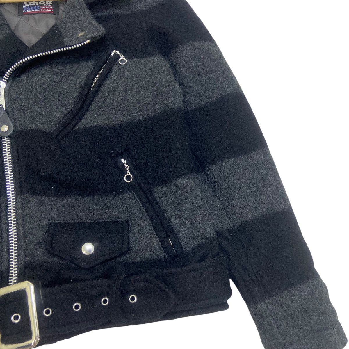 Schott Schott Double Collar Biker Wool Jacket Size US XXS / EU 40 - 8 Thumbnail