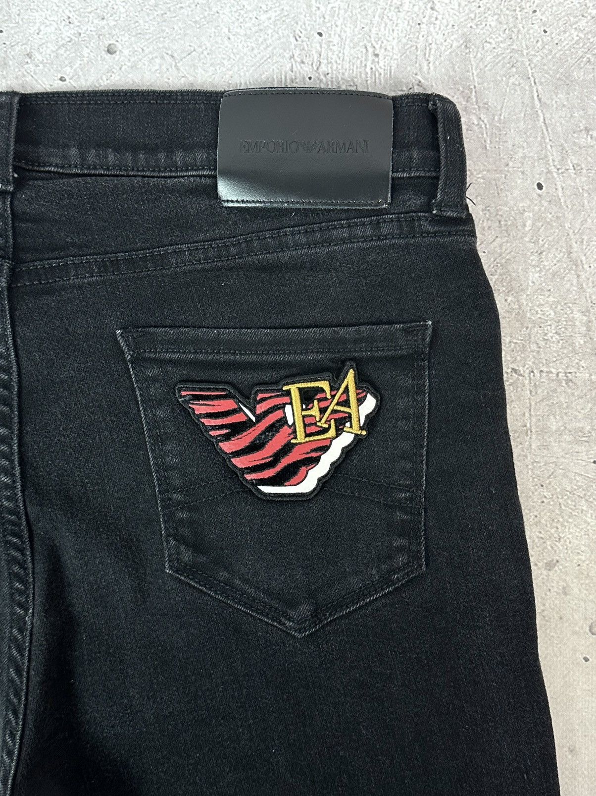 Emporio Armani Emporio Armani Slim-Fit Black Cotton Logo Women’s Jeans Size 29" - 11 Thumbnail