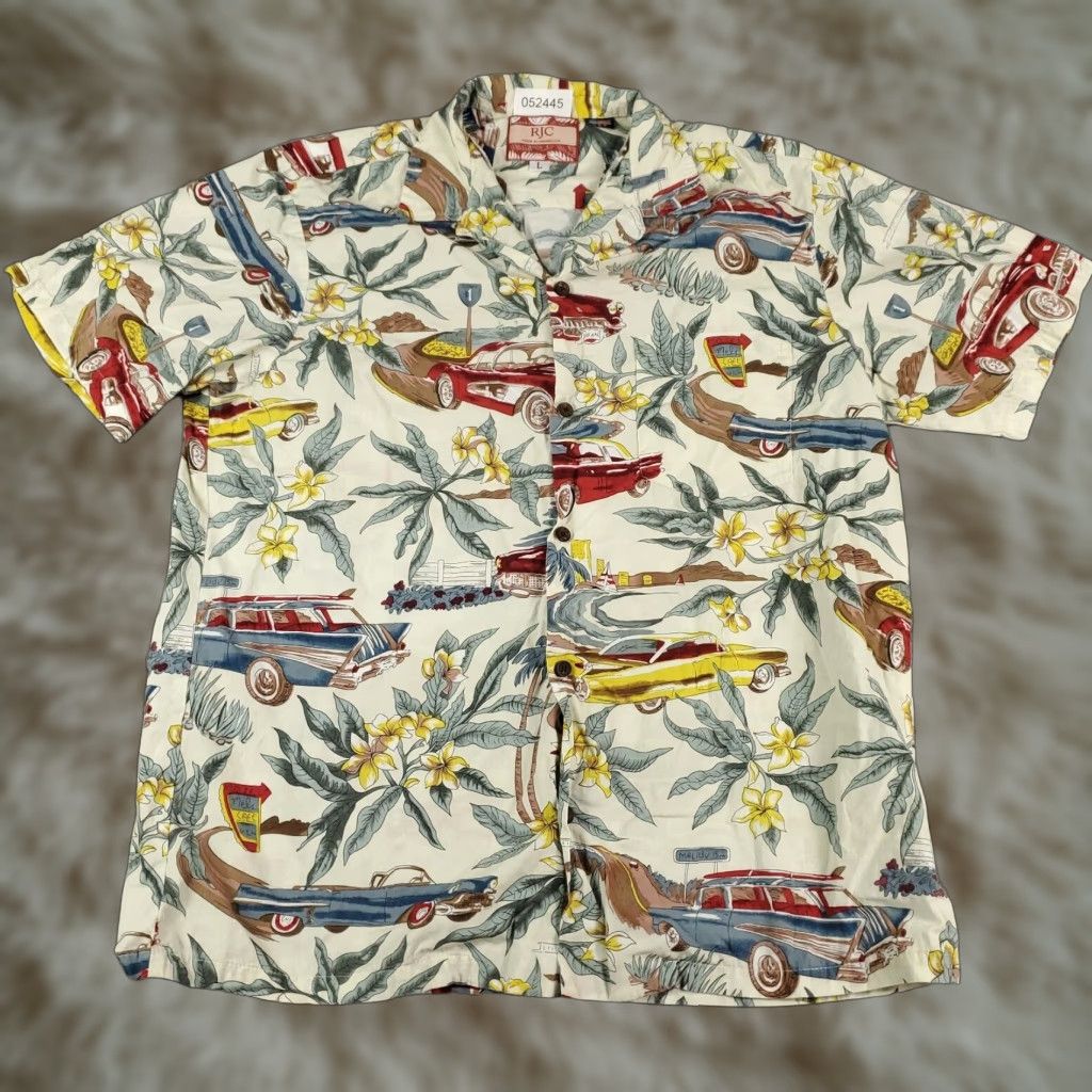 Vintage RJC Hawaiian Shirt Blue Floral Button Up Short Sleeve Adult Large Tropical Mens Size US L / EU 52-54 / 3 - 1 Thumbnail