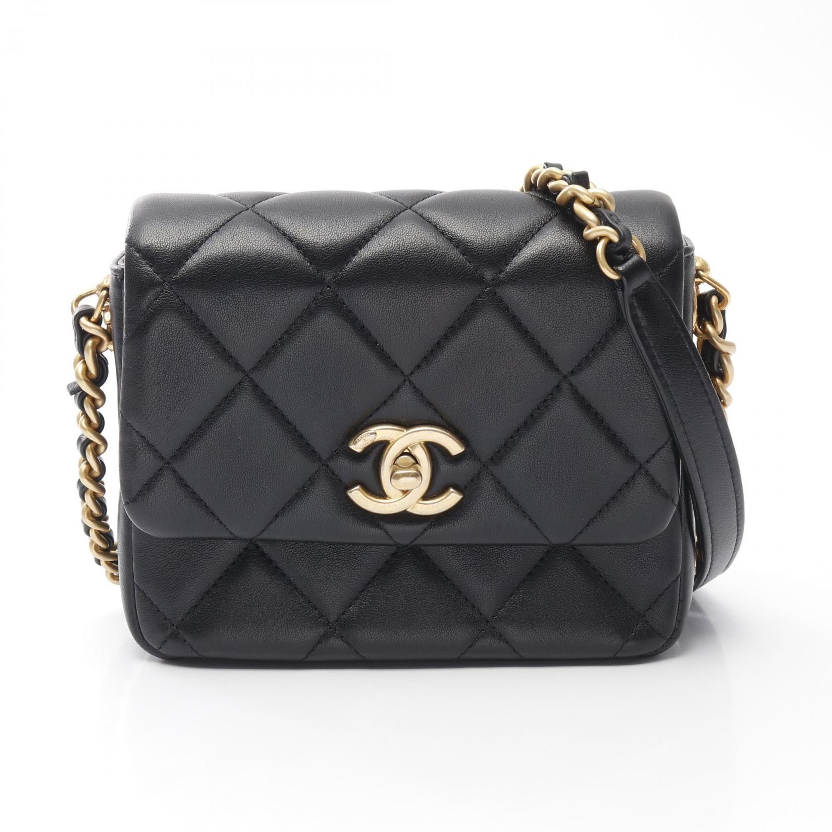 Chanel Chanel Matelasse Lambskin Shoulder Bag Leather Shoulder Bag As2733 in Black, Women's