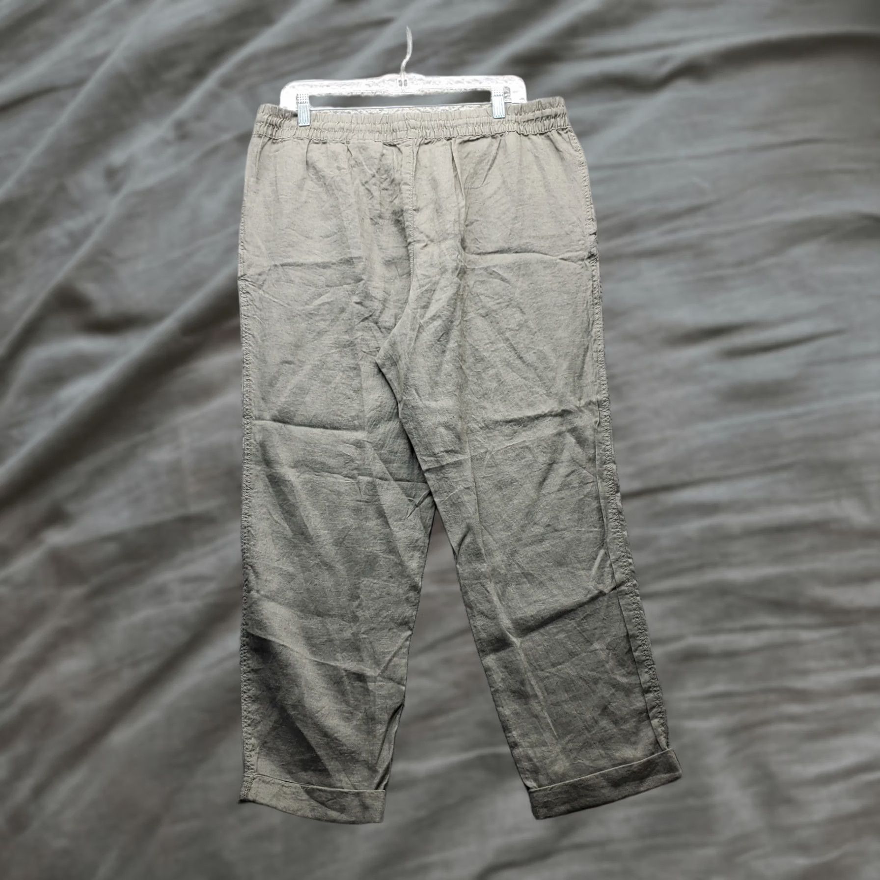 H&M H&M Womens Linen Pants Gray Relaxed Fit Drawstring Waist Size L Size 36" / US 14 / IT 50 - 1 Thumbnail