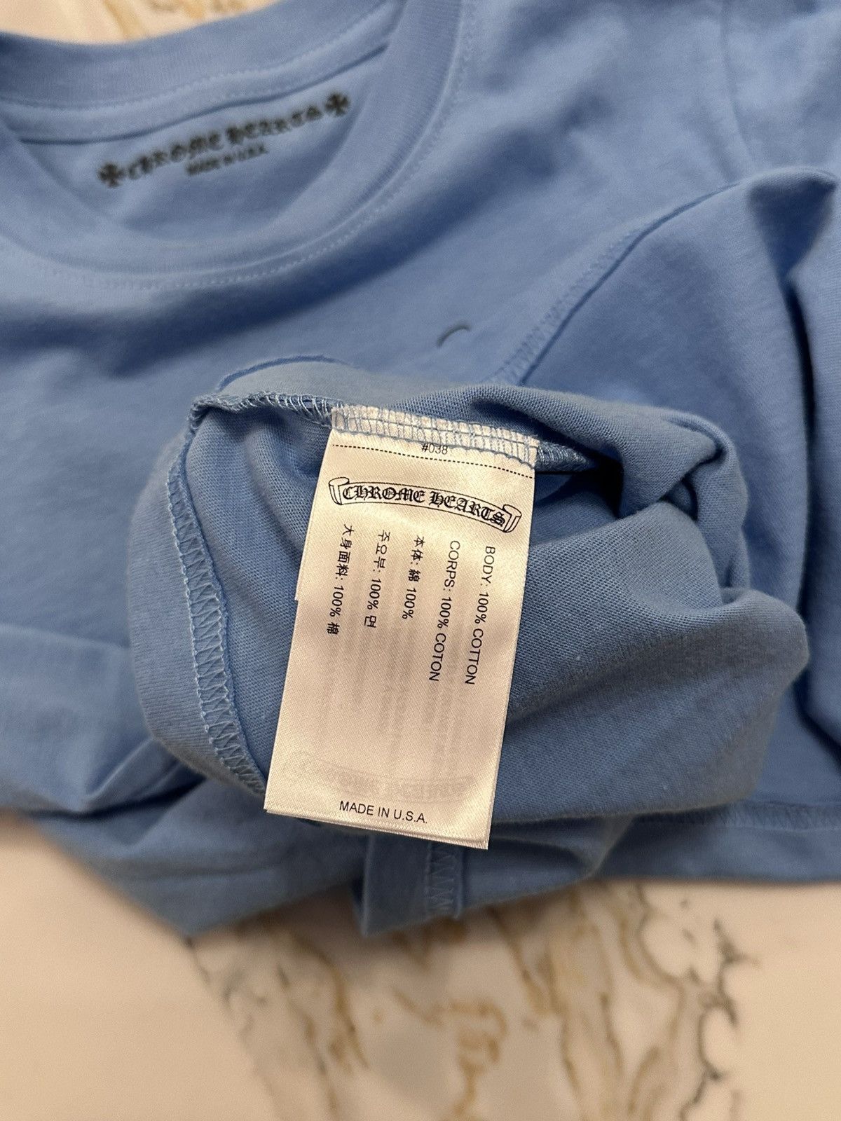 Chrome Hearts Chrome Hearts Blue Scroll Logo Short Sleeve Tee Size US XXS / EU 40 - 6 Thumbnail