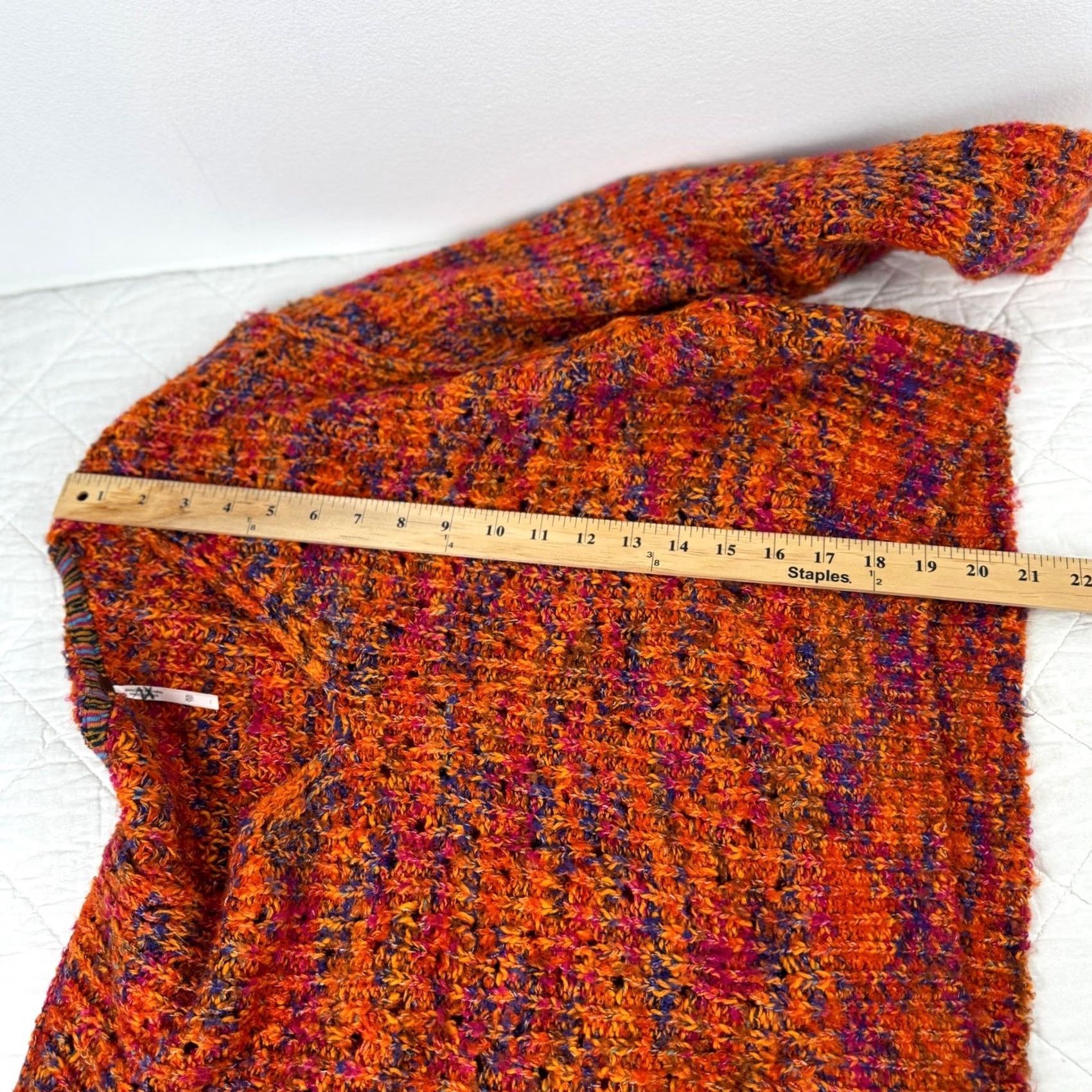 Free People Free People Highland V-Neck Sweater Orange Multi Space Dye Chunky Knit XS Size XS / US 0-2 / IT 36-38 - 7 Thumbnail