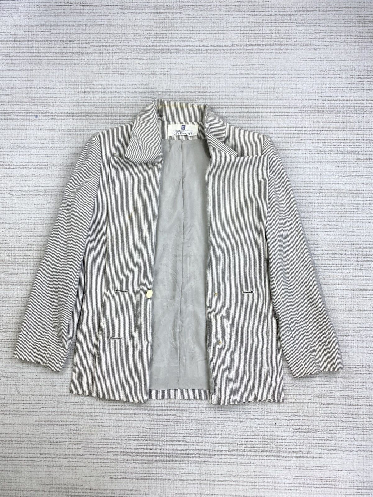 Givenchy × Vintage Vintage GIVENCHY Herringbone Stripe Double Collar Blazer Size US M / EU 48-50 / 2 - 6 Thumbnail