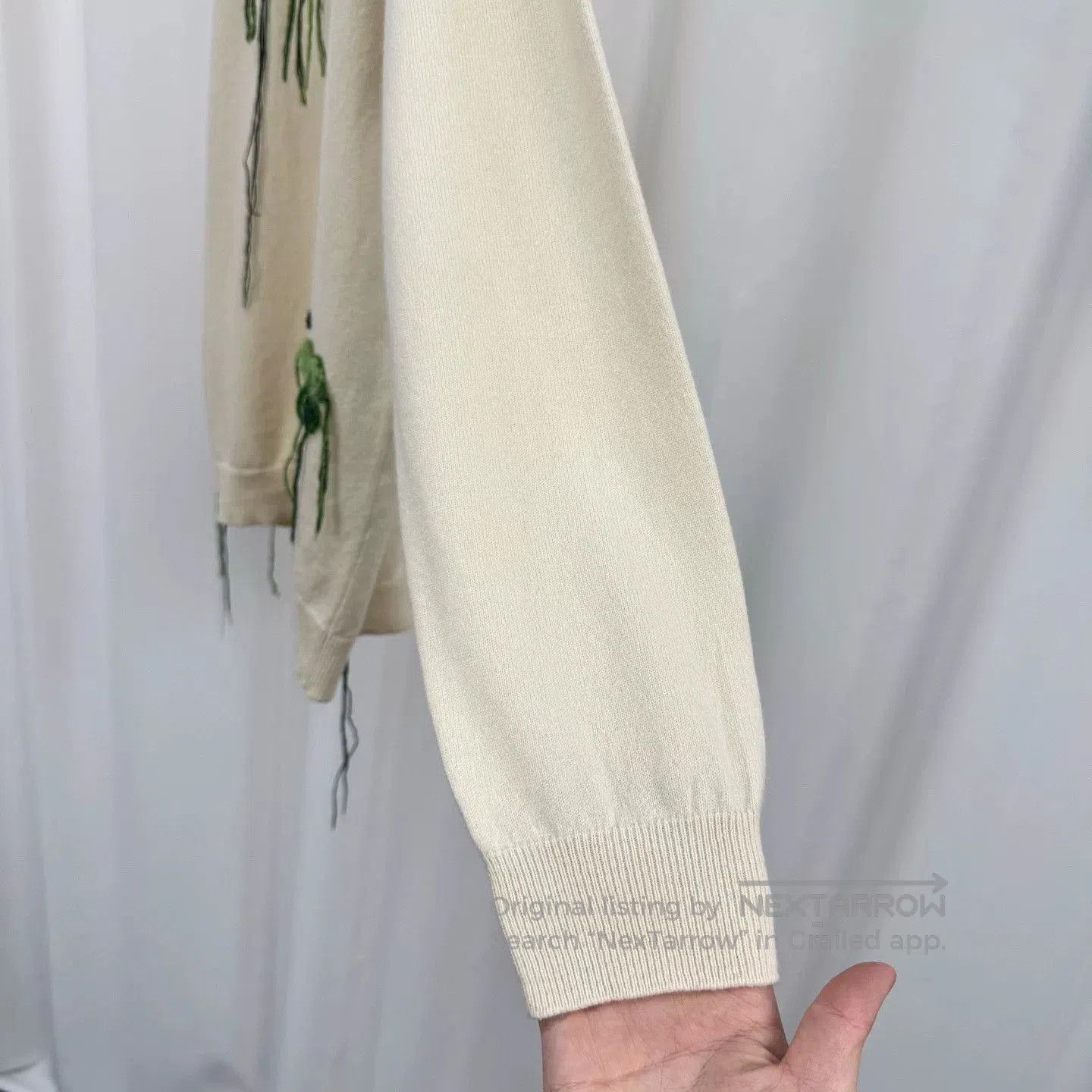Loewe Loewe Embroidered Tassel Cardigan in Cream. Size L / US 10 / IT 46 - 4 Thumbnail