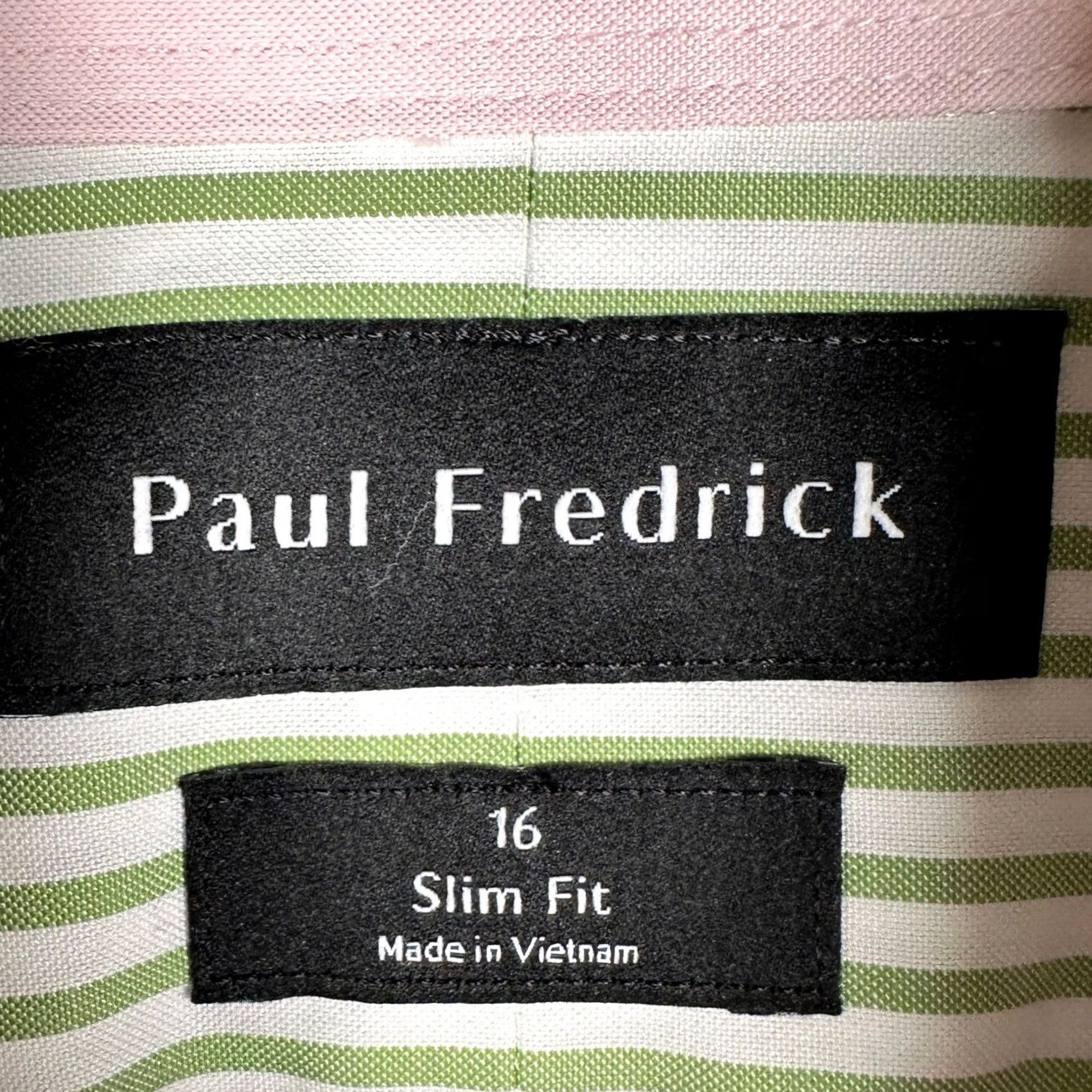 Vintage Paul Fredrick Shirt Mens L Green White Striped Slim Fit Button-Down Short Sleeve Size US L / EU 52-54 / 3 - 4 Thumbnail