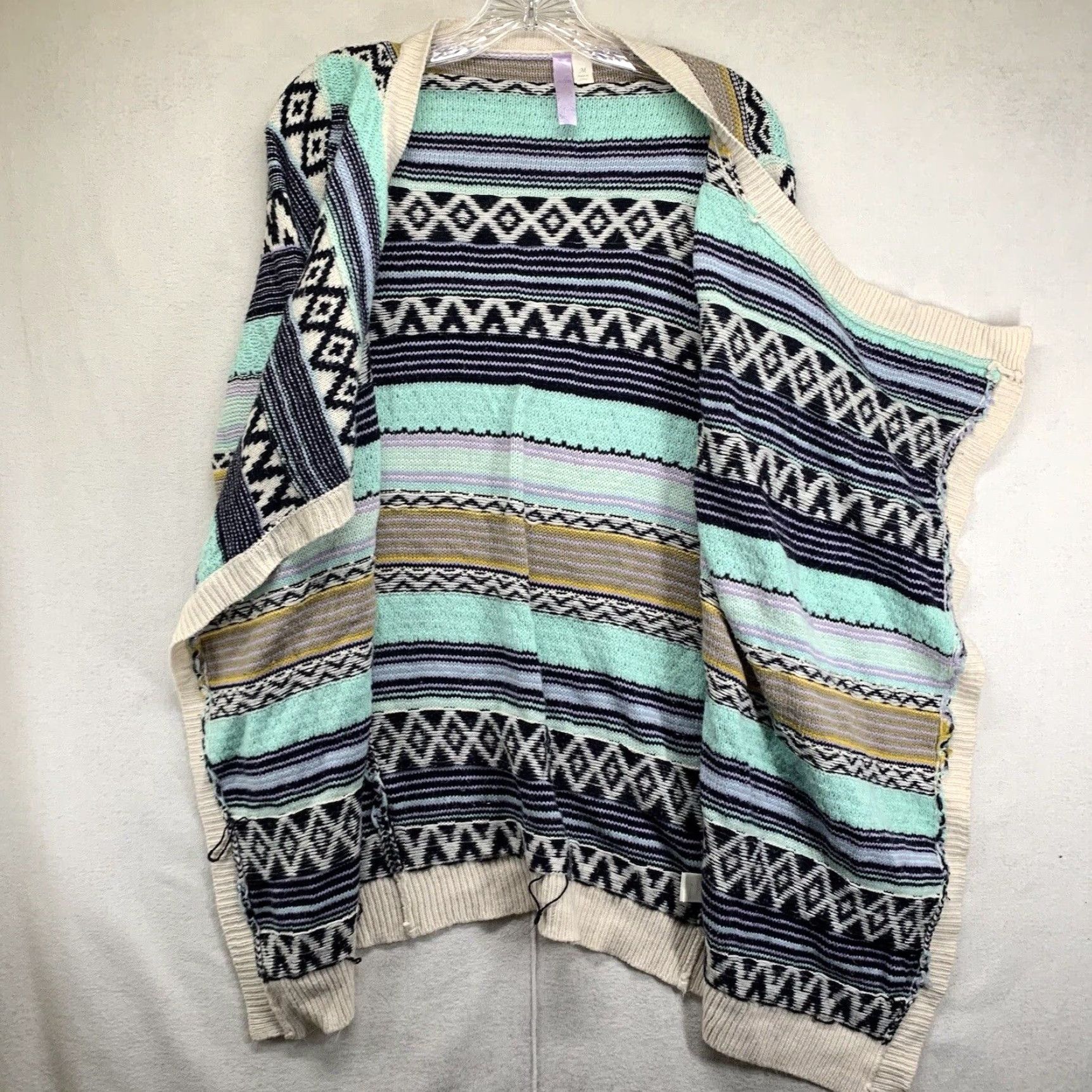 Anthropologie Alya Cardigan Adult Medium Mint Multicolor Geometric Open Front Boho Southwestern Women's Size M / US 6-8 / IT 42-44 - 3 Thumbnail