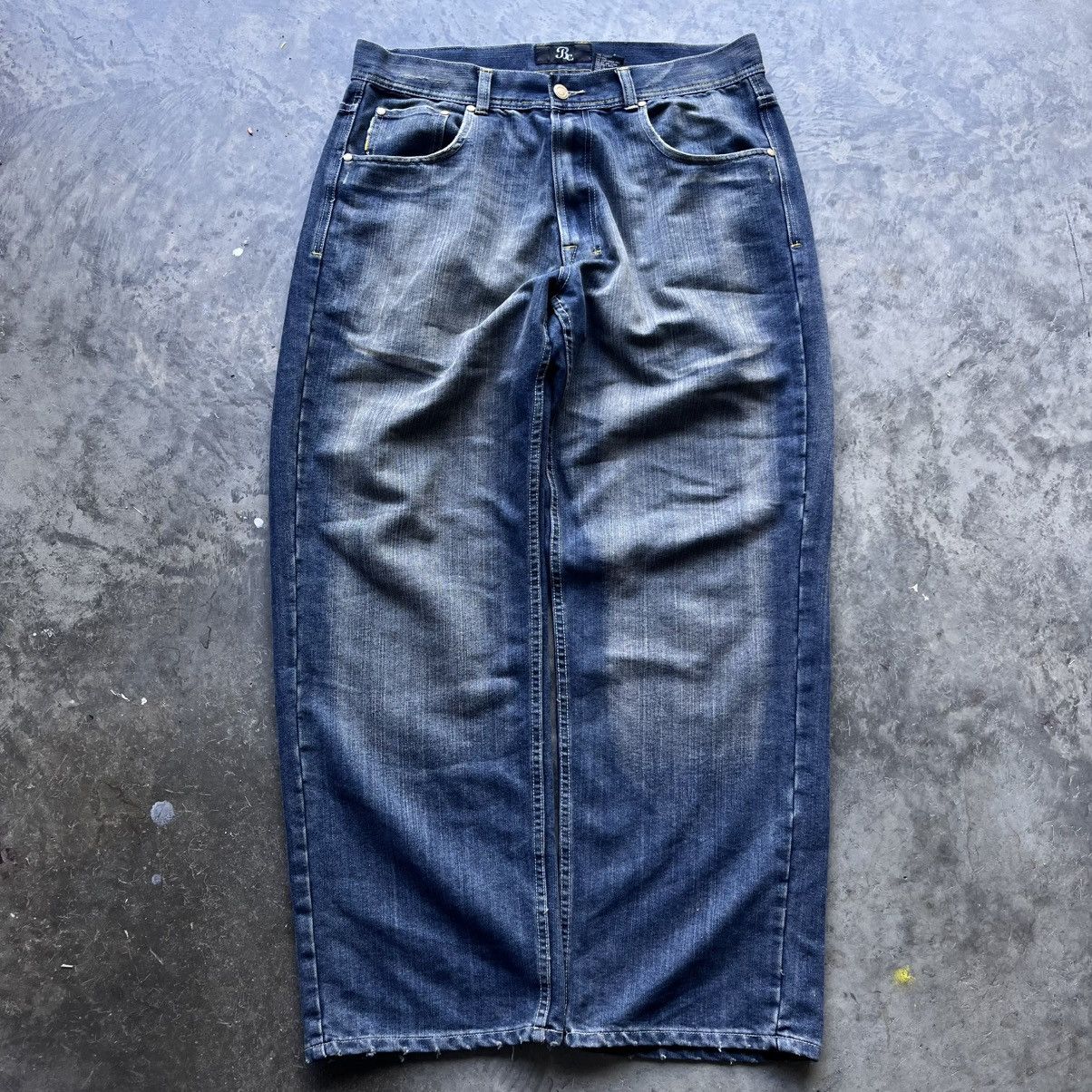 Japanese Brand × Vintage Crazy Y2K Baggy BC Jeans Washed Denim Embroidered Pockets Size US 38 / EU 54 - 2 Thumbnail