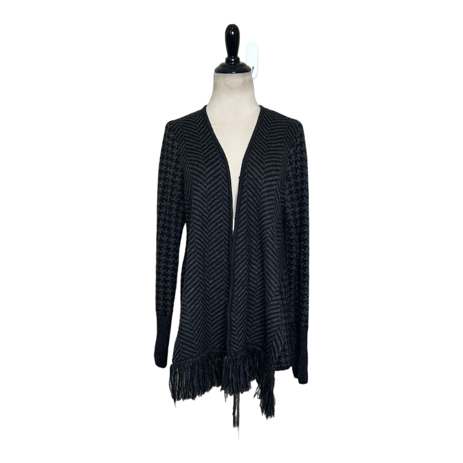 THAKOON Thakoon herringbone knit fringe cardigan sweater size Large Size L / US 10 / IT 46 - 1 Thumbnail