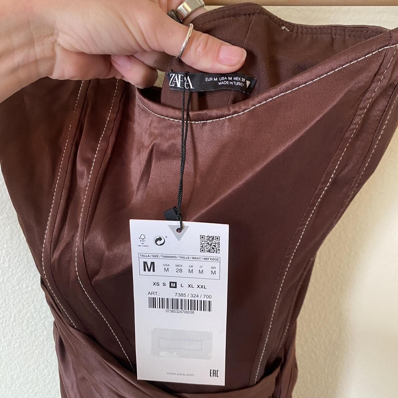 Zara ZARA STRAPLESS BROWN MINI DRESS SIZE MEDIUM Size M / US 6-8 / IT 42-44 - 5 Thumbnail