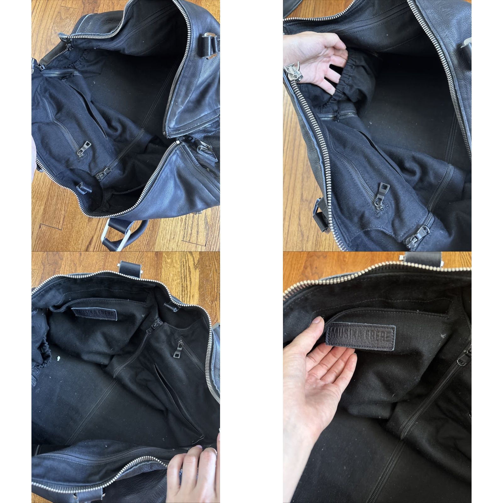 Vintage MUSIKA FRERE Handcrafted Leather Duffle Bag Men Black Leather Duffle Bag Size ONE SIZE - 9 Thumbnail