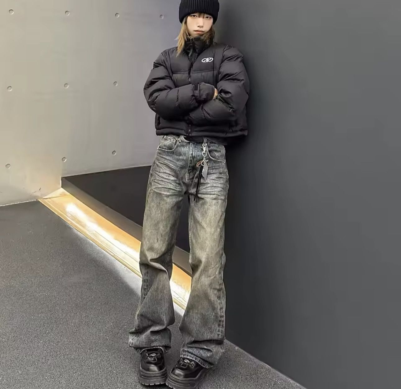 Denime × Jean Harajuku Streetwear Washed Dirty Baggy Blue Jeans Size US 32 / EU 48 - 4 Thumbnail