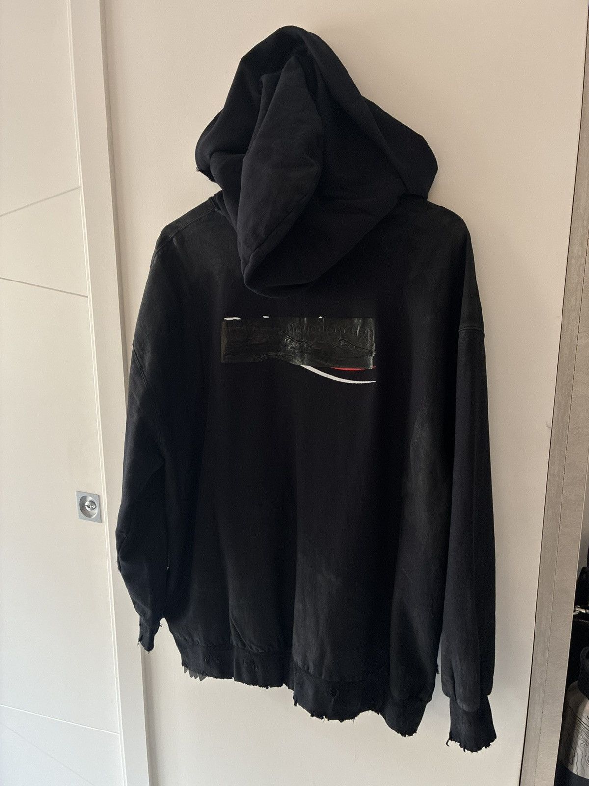 Balenciaga Balenciaga Gaffer Distressed Oversize Hooded Sweater Size US S / EU 44-46 / 1 - 8 Thumbnail