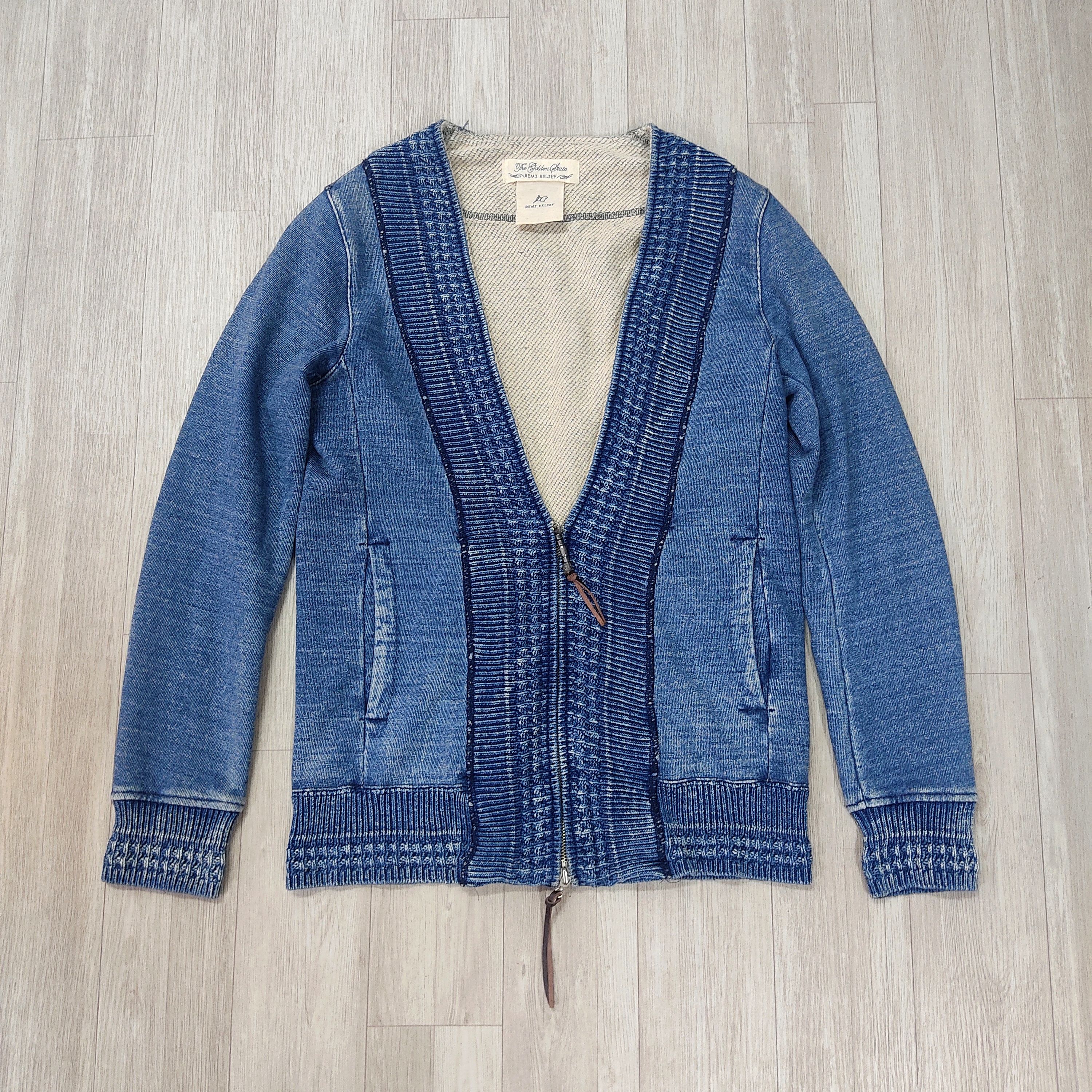 Indigo REMY RELIEF Indigo Knitted Zipper Cardigan Size US M / EU 48-50 / 2 - 4 Thumbnail