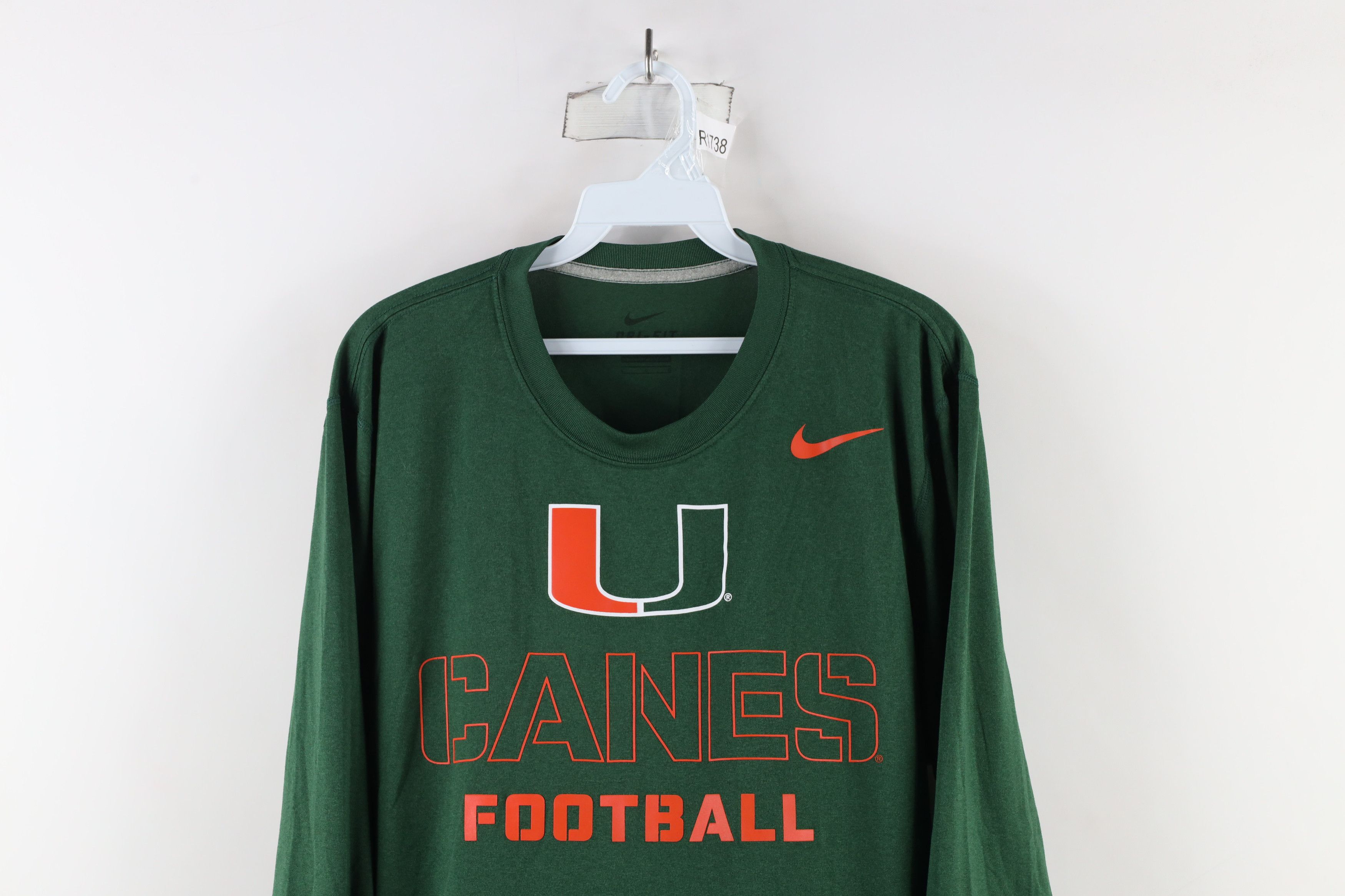Nike × Vintage Nike University of Hurricanes Football Long Sleeve T-Shirt Size US L / EU 52-54 / 3 - 2 Thumbnail