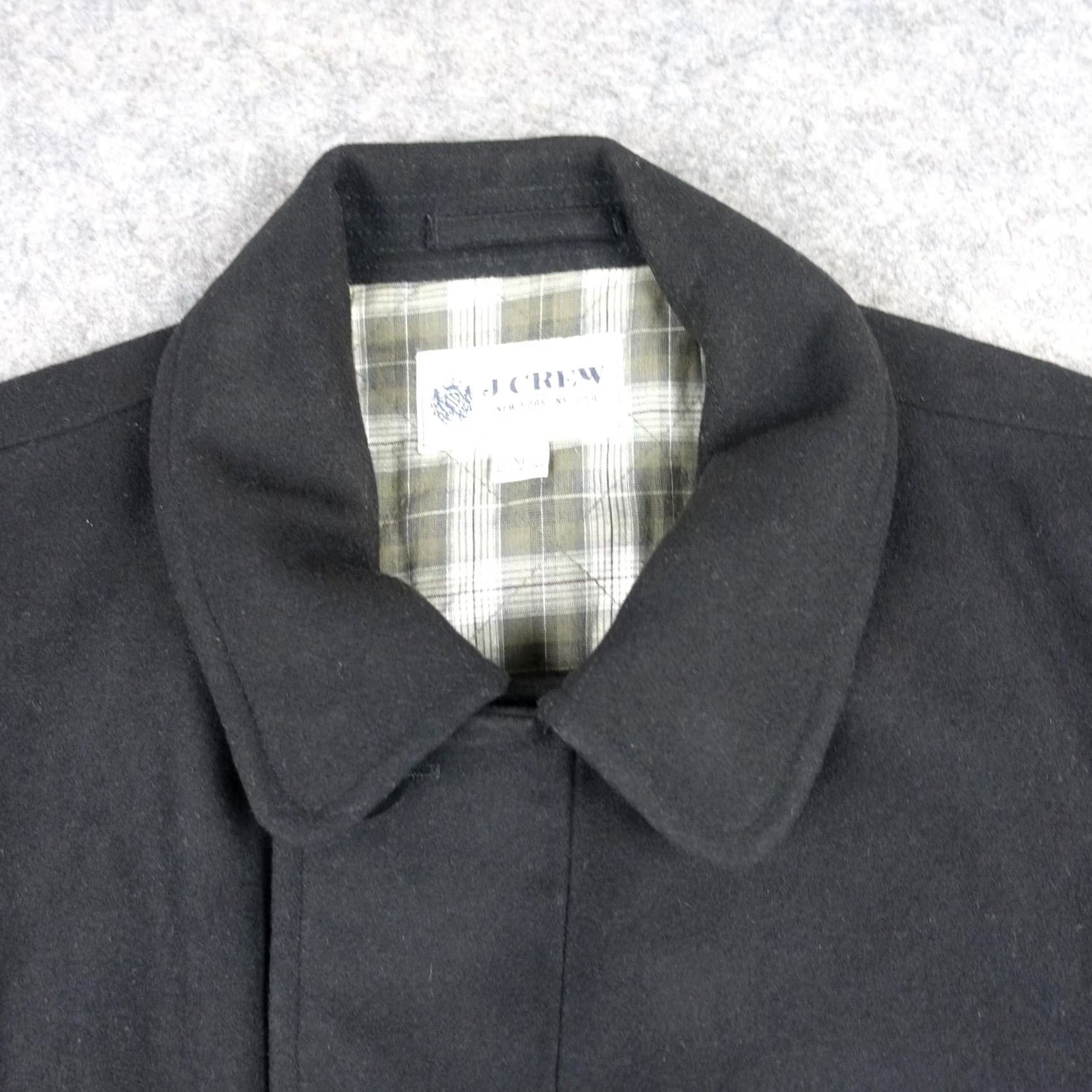 J.Crew J.Crew Coat Mens XL Black Wool Pea Double Breasted Anchor Buttons Plaid Jacket Size US XL / EU 56 / 4 - 2 Thumbnail