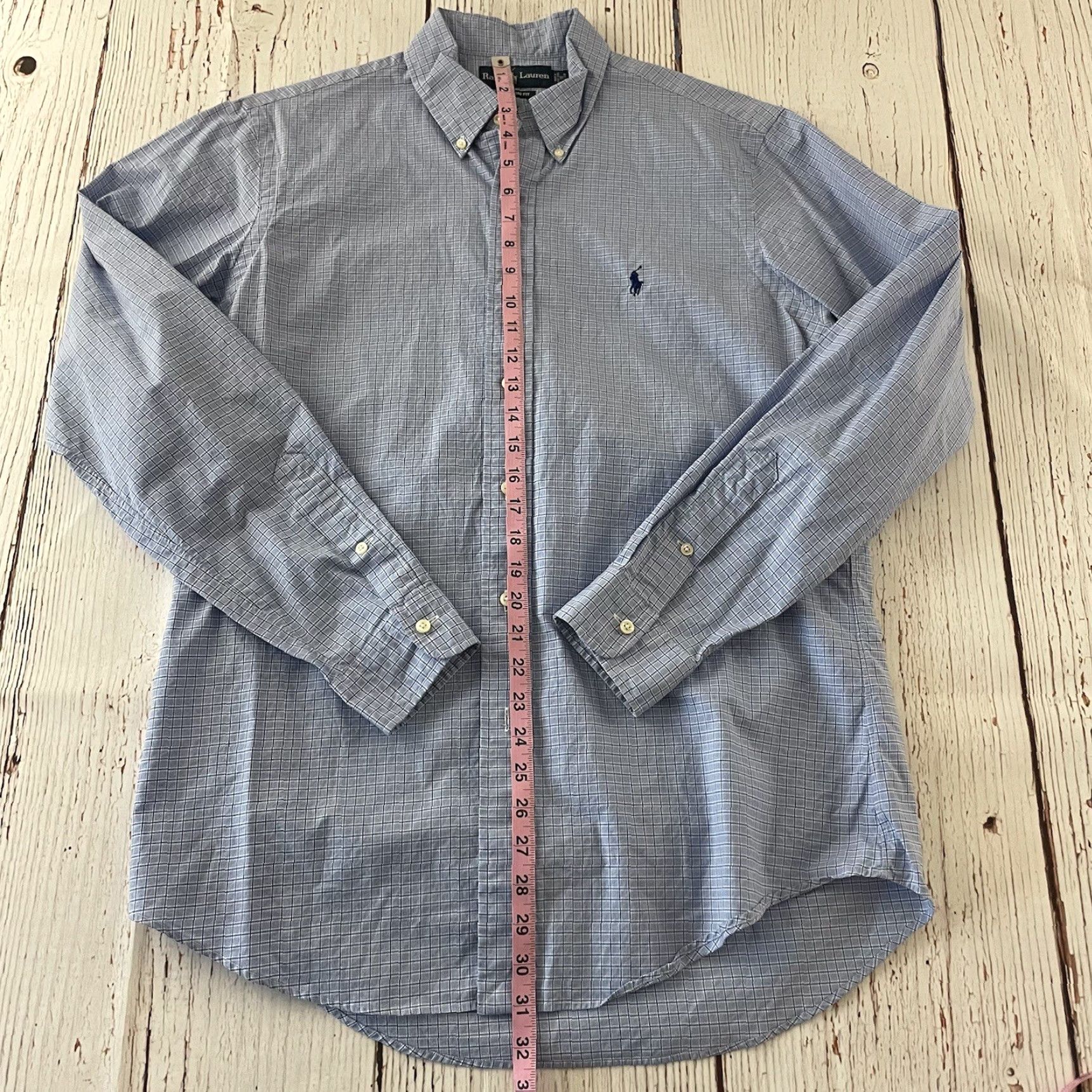 Polo Ralph Lauren Polo Ralph Lauren Dress Shirt Plaid Long Sleeve Button 16 34/35 Blue Men Size US L / EU 52-54 / 3 - 3 Thumbnail