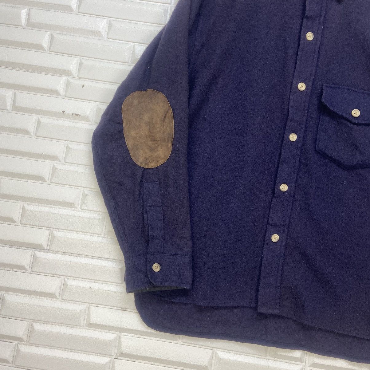 Woolrich Woolen Mills Vintage 70s Woolrich Leather Patchwork Wool Flannel Size US M / EU 48-50 / 2 - 4 Thumbnail