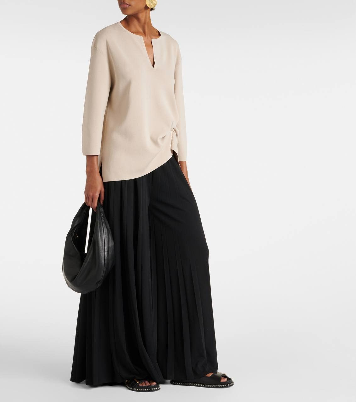 Max Mara Vintage MaxMara black pants pleated cullotes skirt Size 32" / US 10 / IT 46 - 2 Thumbnail