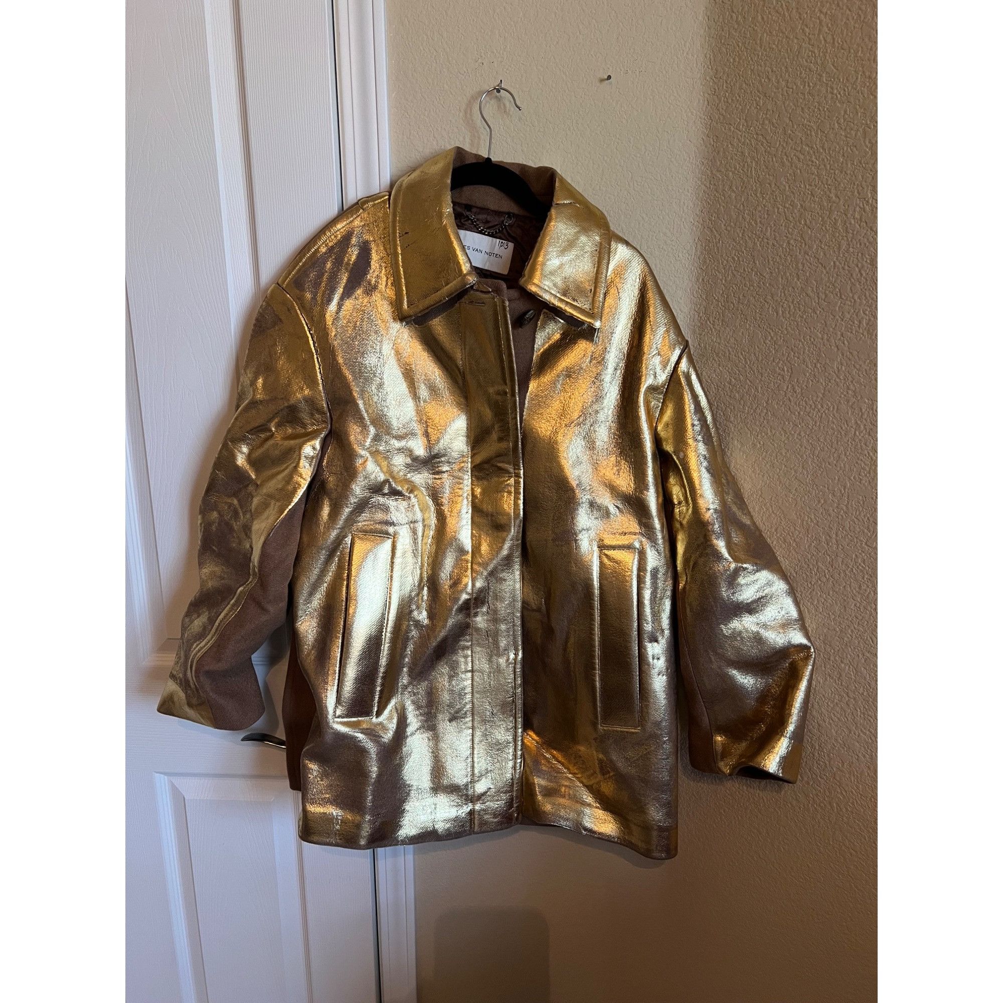Dries Van Noten Dries Van Noten Belted Metalic Coated Wool Womens Jacket - S Size L / US 10 / IT 46 - 6 Thumbnail
