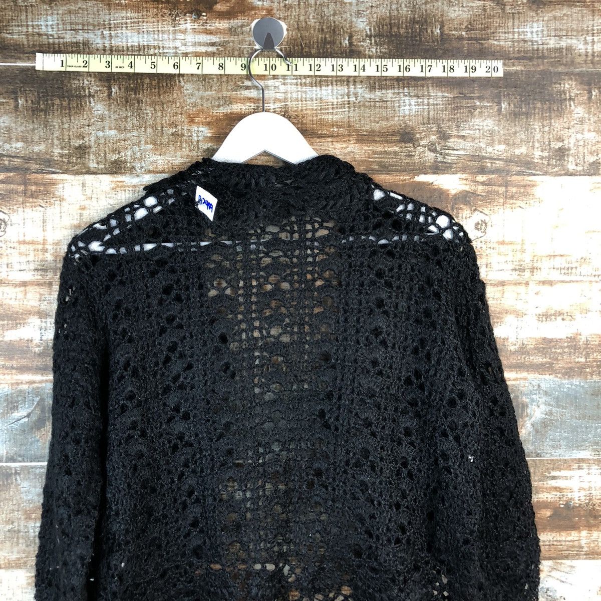 Handmade Japan vintage meshnet crochet Black knitwear #A2492 Size S / US 4 / IT 40 - 11 Thumbnail