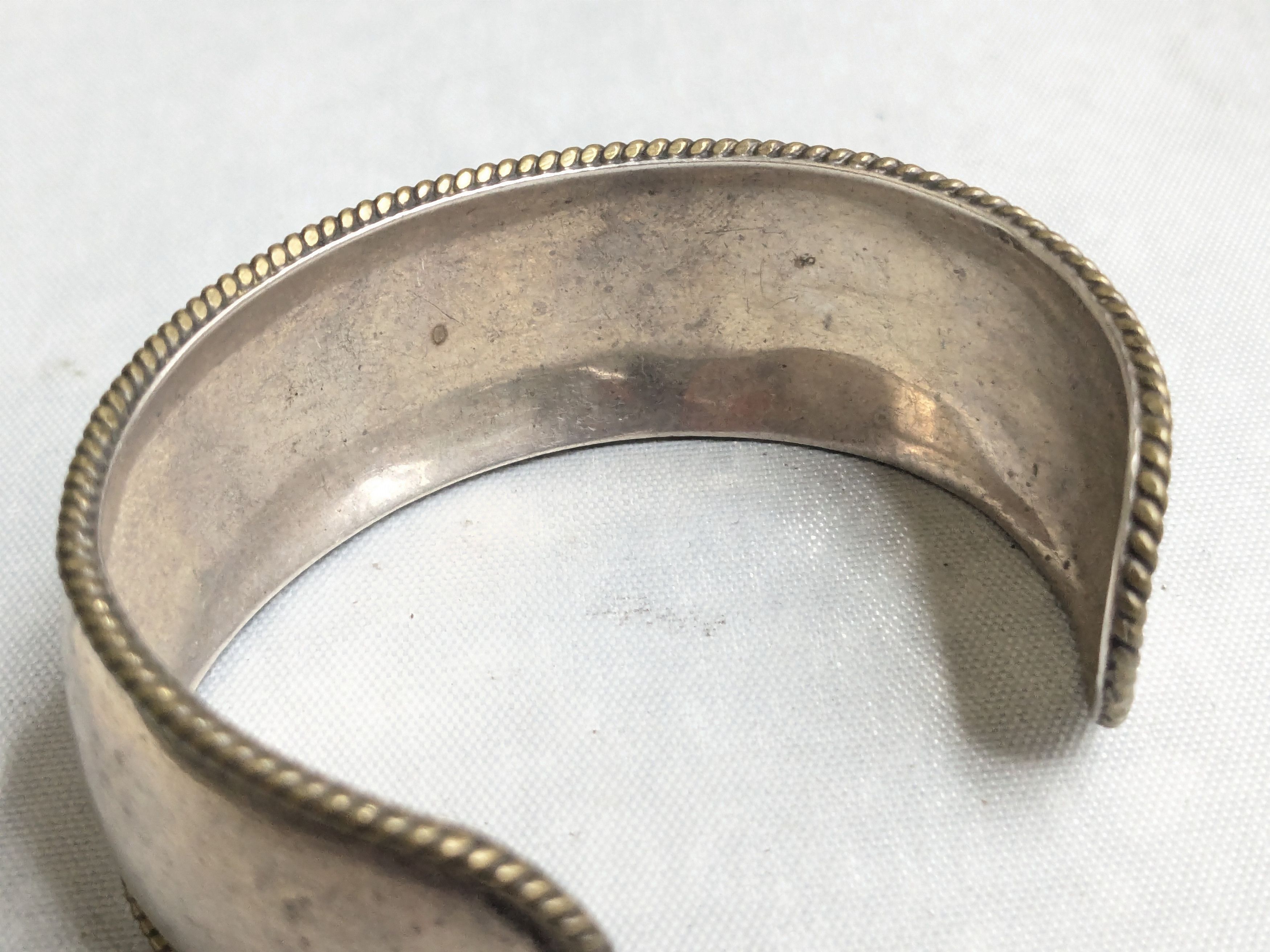 Jewelry Vintage Sterling Silver Cuff Bracelet 5.75" Mexico Two Tone Size ONE SIZE - 8 Thumbnail