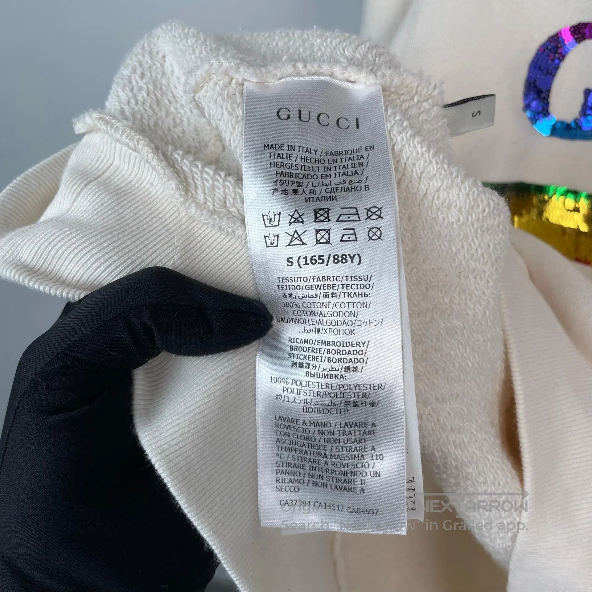 Gucci Guicci Hooded Sweatshirt with White Beads| Size US S / EU 44-46 / 1 - 7 Thumbnail
