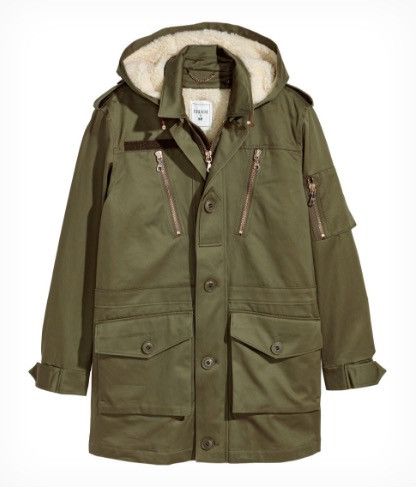 Erdem ERDEM H&M Men Pile Lined Cotton Parka Khaki Green Coat Size US M / EU 48-50 / 2 - 15 Thumbnail