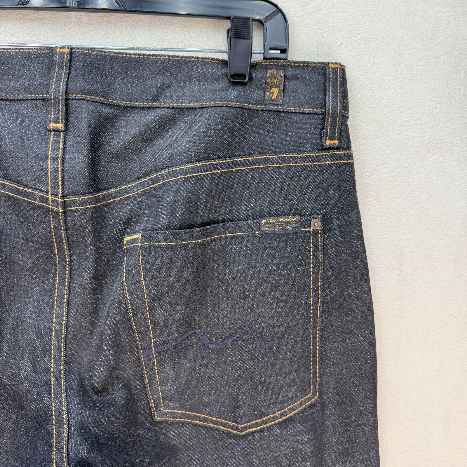 7 For All Mankind 7 FOR ALLMANKIND MEN'S 33 MADE IN USA DARK BLUE WAXED STR Size US 33 - 5 Thumbnail