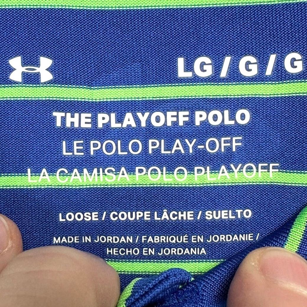 Under Armour Under Armour The Play Off Polo Shirt Mens Large Blue Green Pinstripe Rugby NEW Polo Shirt Mens Large Blue Green Pinstripe Rugby NEW Size US L / EU 52-54 / 3 - 4 Thumbnail