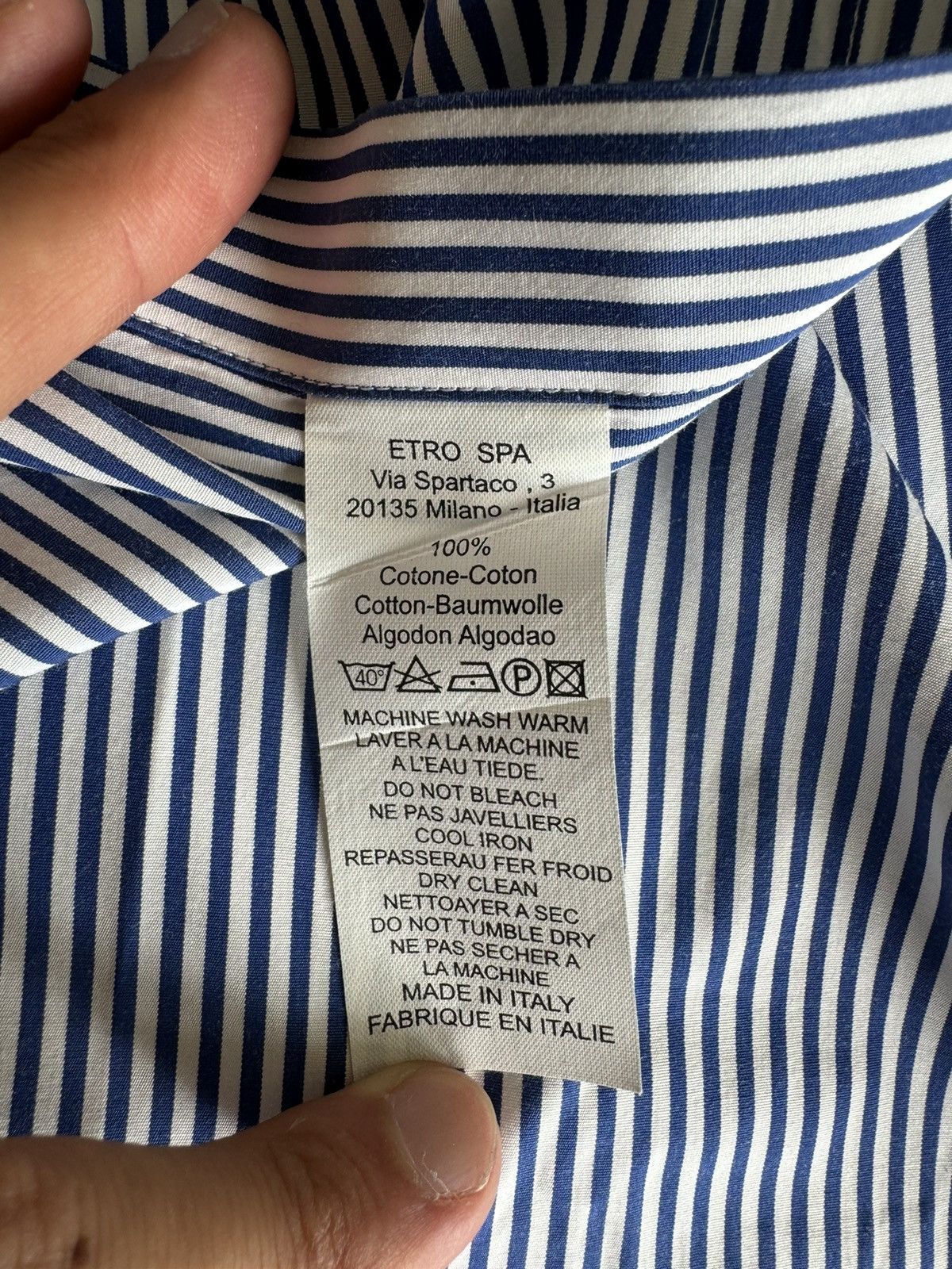 Etro Striped Button Down with Paisley Collar and Cuffs Size 40R - 5 Thumbnail
