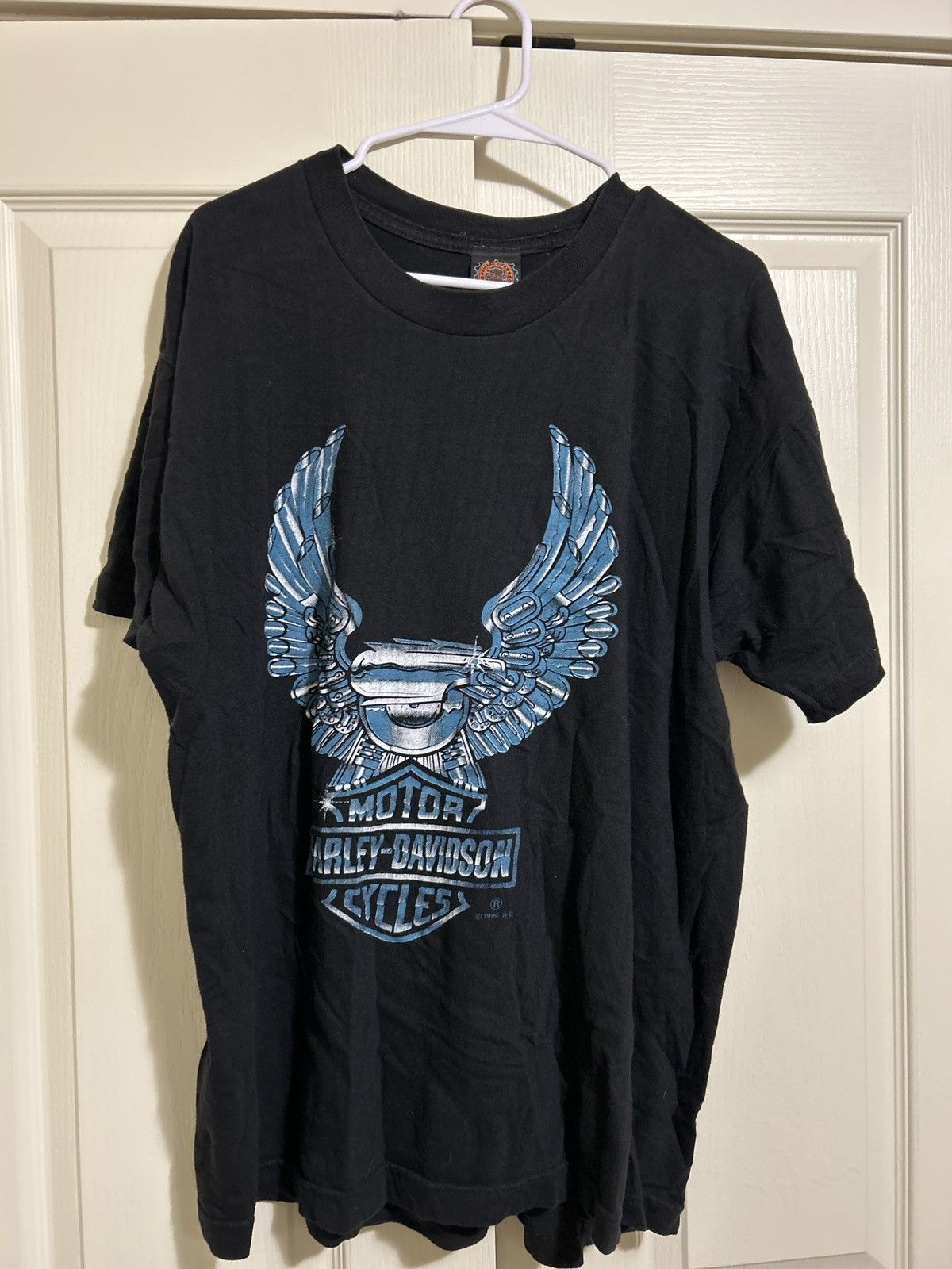 Harley Davidson × Vintage Vintage 1996 HD metal eagle t shirt Size US XL / EU 56 / 4 - 1 Thumbnail
