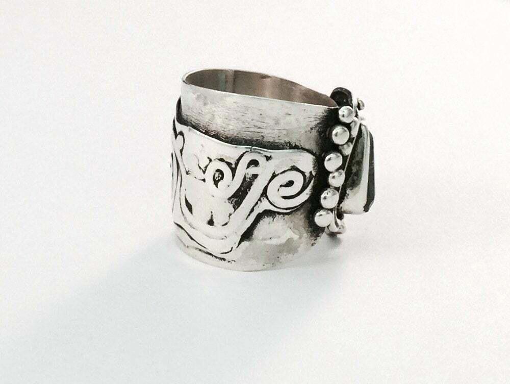 Designer Handmade Sterling Silver and Emerald Ring Alberto Juan Size ONE SIZE - 4 Thumbnail