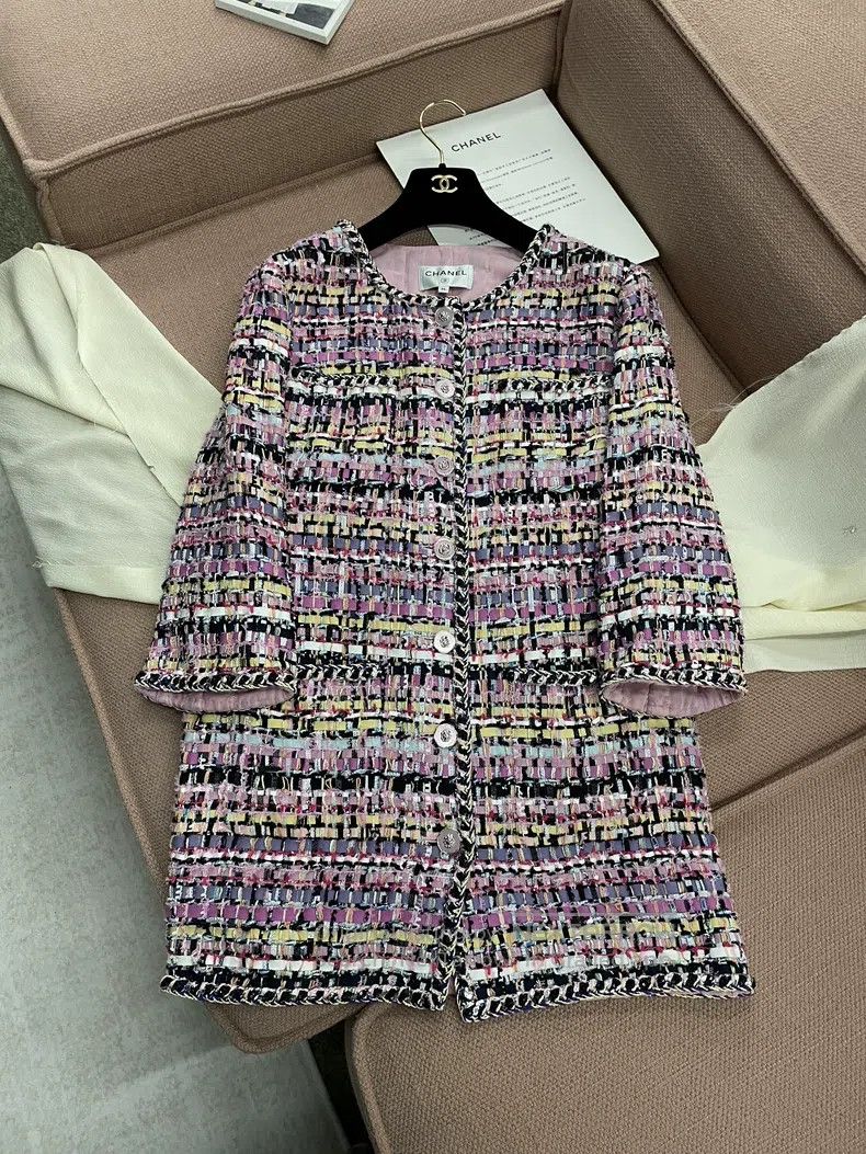 Chanel Chanel Pink-purple woven tweed coat Size XS / US 0-2 / IT 36-38 - 1 Thumbnail