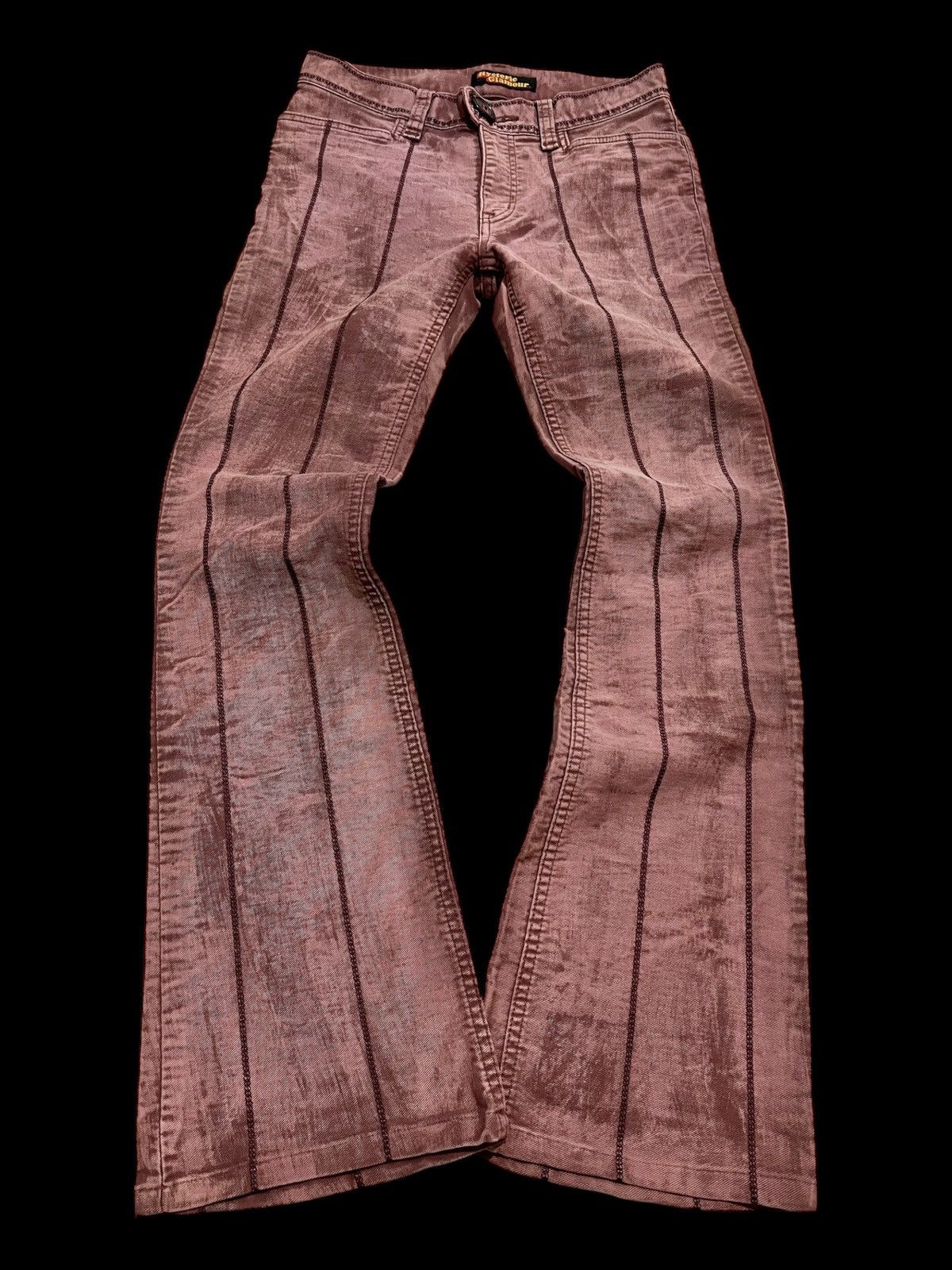 Hysteric Glamour × If Six Was Nine × Le Grande Bleu (L.G.B.) Hysteric acid wash maroon Flared Denim Pants Size US 27 - 1 Thumbnail