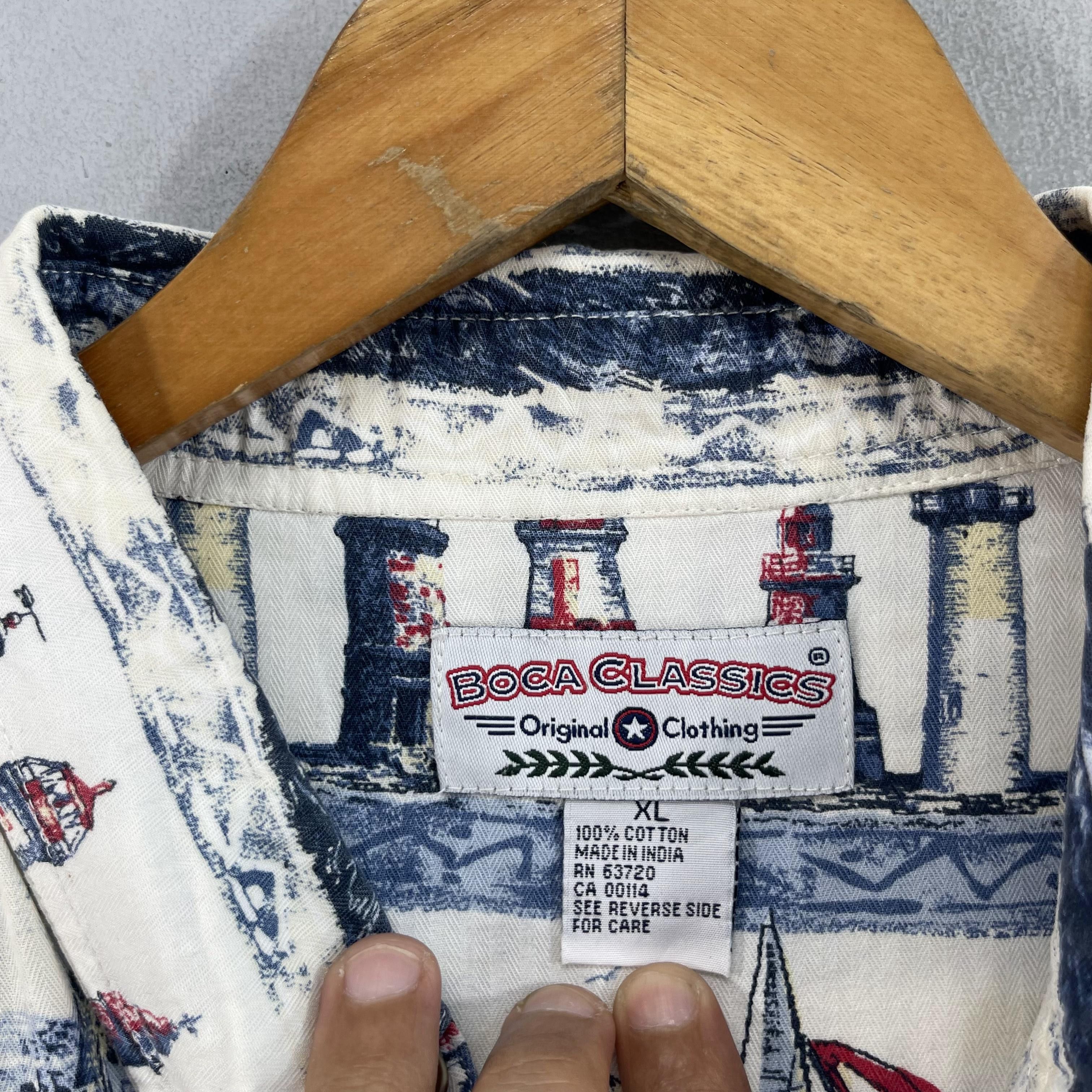 Japanese Brand × Vintage BOCA CLASSICS Hawaiian Sailboat Lighthouse Printed Shirt Size US XL / EU 56 / 4 - 5 Thumbnail