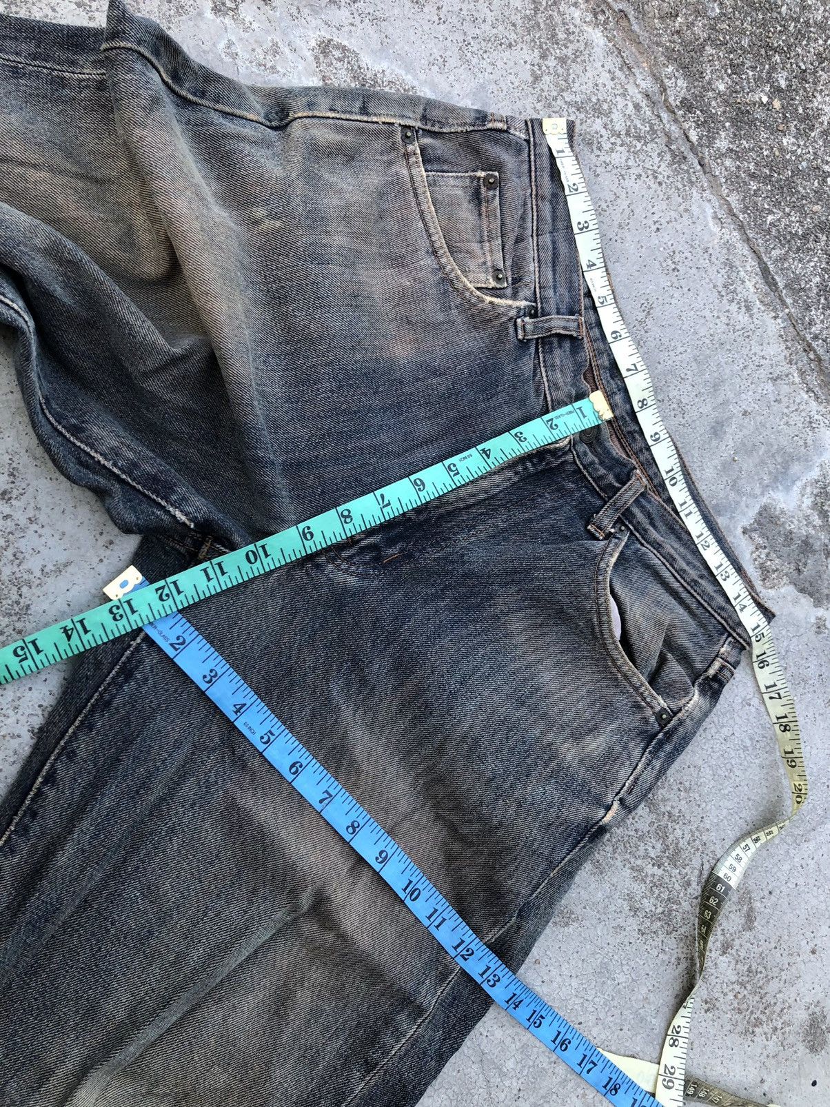 Japanese Brand BAGGY RUSTY BLUE DISTRESSED DENIM BY GOLD RUSH Size US 31 - 9 Thumbnail