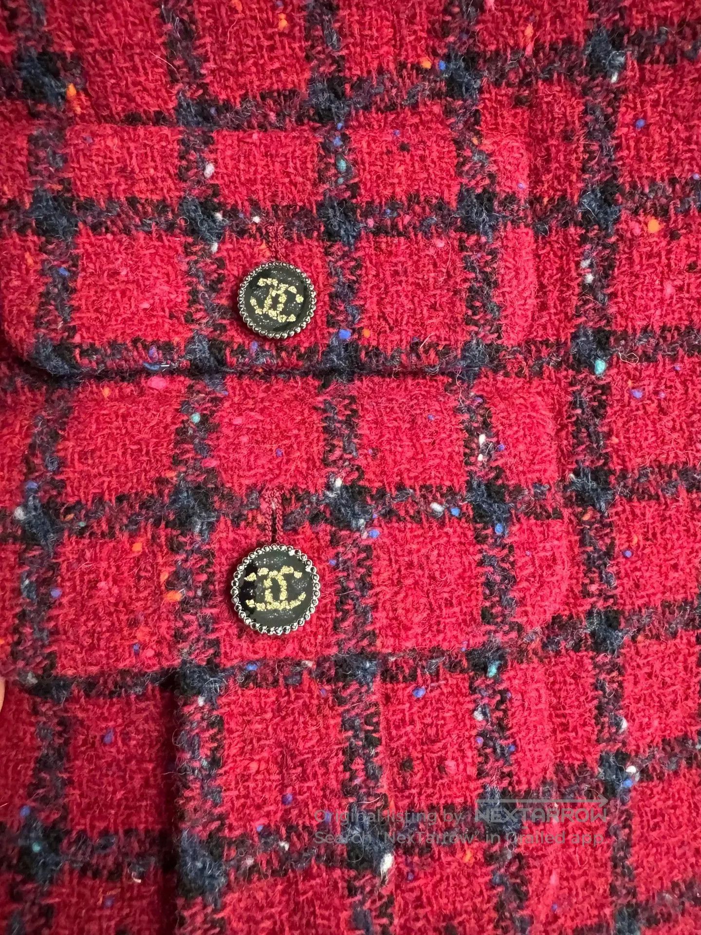 Chanel Chanel 22K Red Black Plaid Jacket. Size XXS / US 00 / IT 34 - 6 Thumbnail