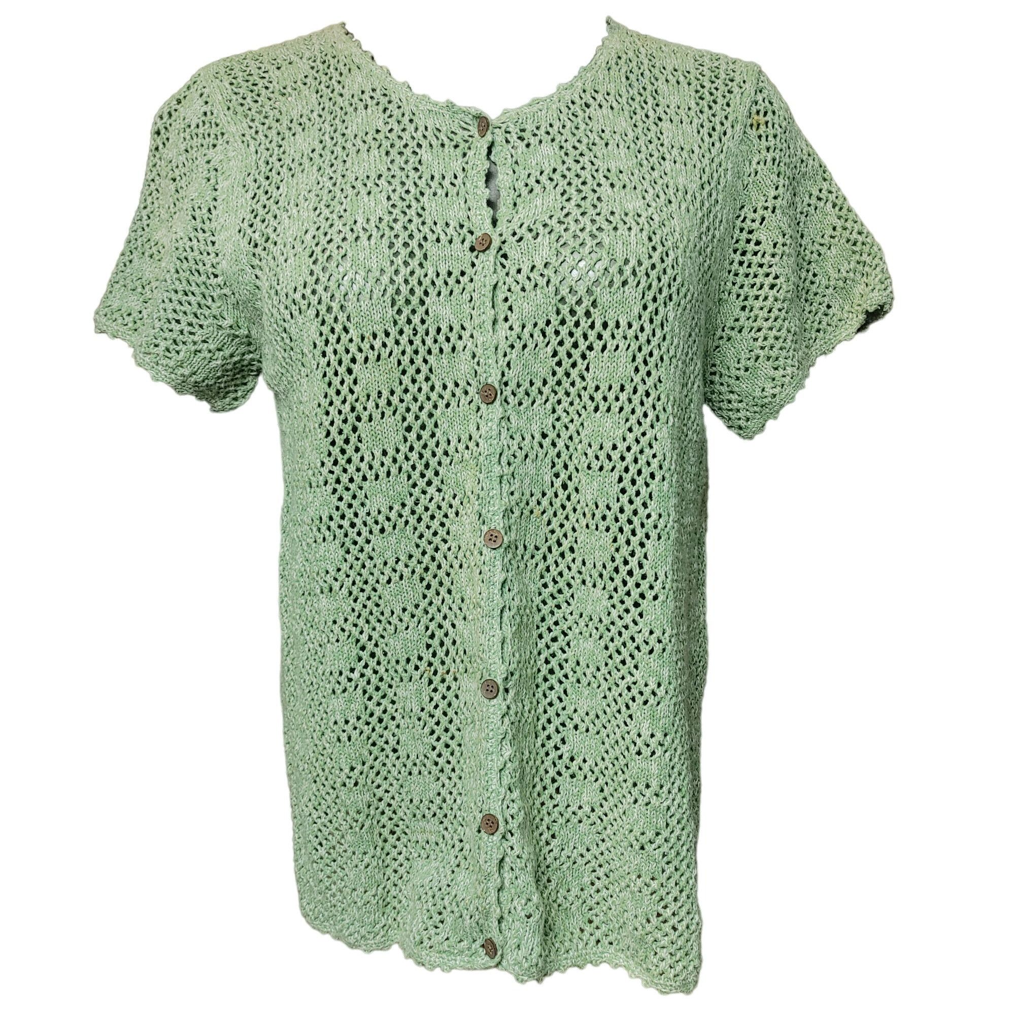 Other Christopher & Banks Women's Green Knit Mesh Button Down Card Size XL / US 12-14 / IT 48-50 - 1 Thumbnail