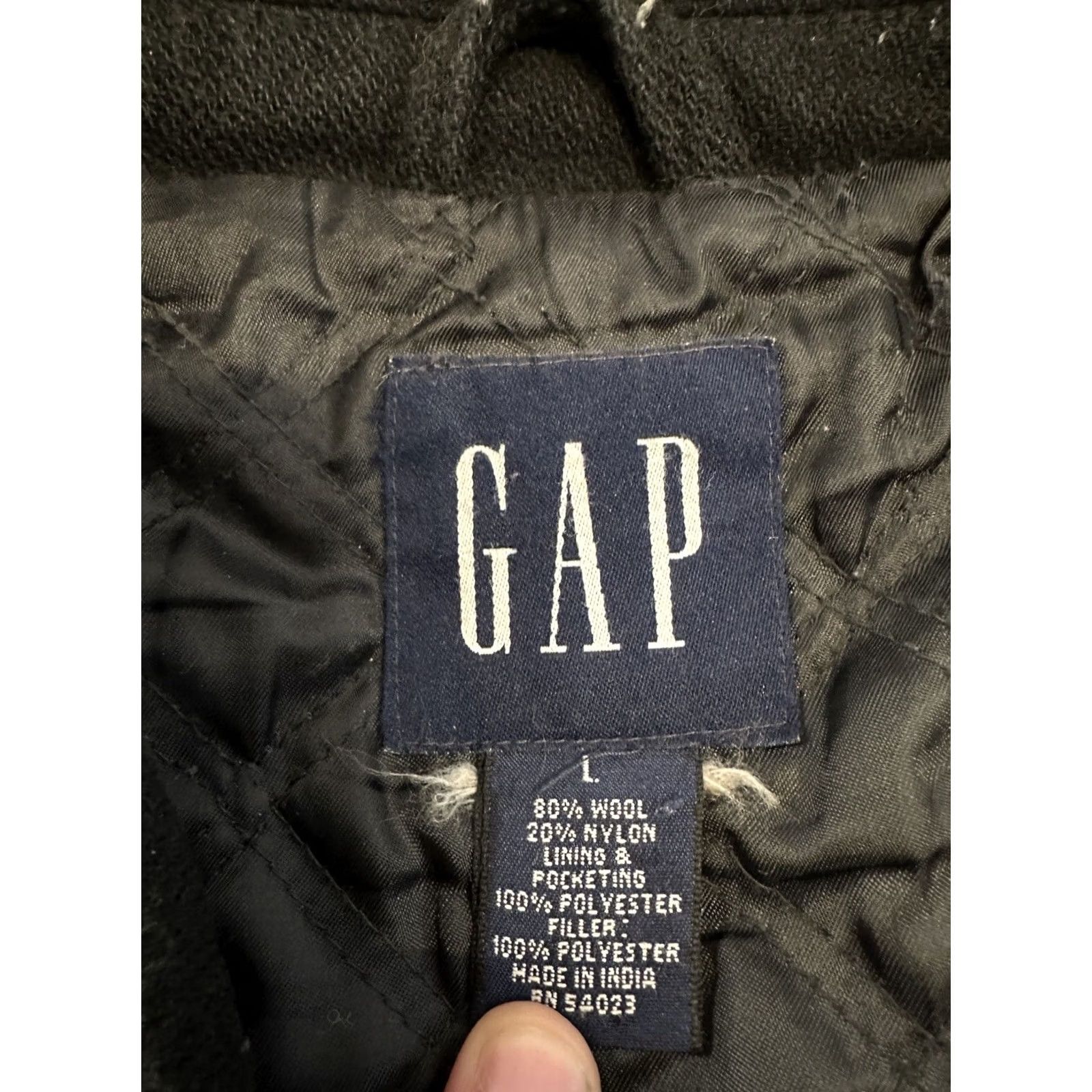 Gap VINTAGE GAP Wool Blend Full Zip Insulated Jacket Large Black Mens Size US L / EU 52-54 / 3 - 3 Thumbnail