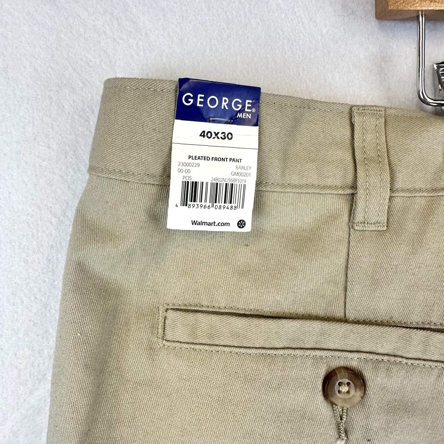 George George Mens Dress Pants 40x30 Classic Fit Pleated Wrinkle Resistant Easy Care Beige Straight Front Zip Size US 40 / EU 56 - 7 Thumbnail