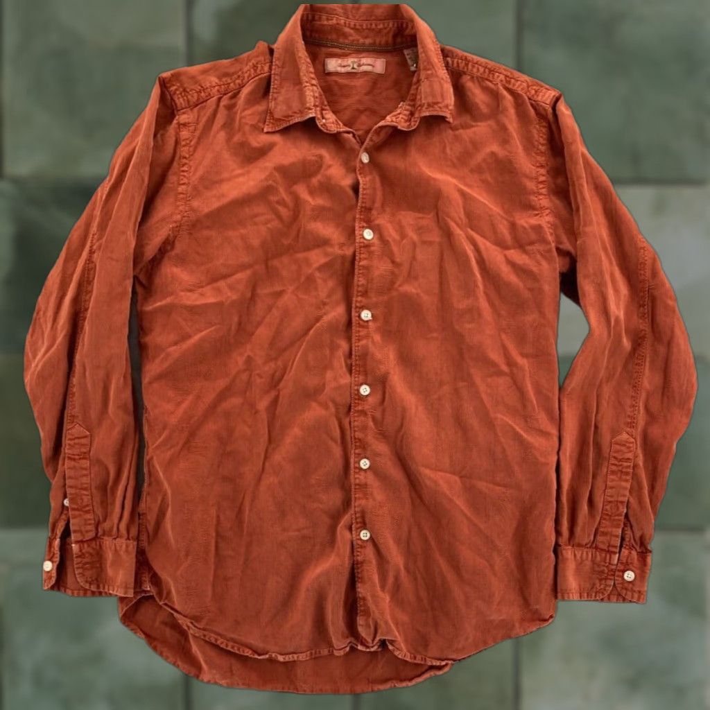 Tommy Bahama Tommy Bahama Button-Up Shirt Mens Medium Orange Tencel Cotton Long Sleeve Casual Beach Size US M / EU 48-50 / 2 - 1 Thumbnail