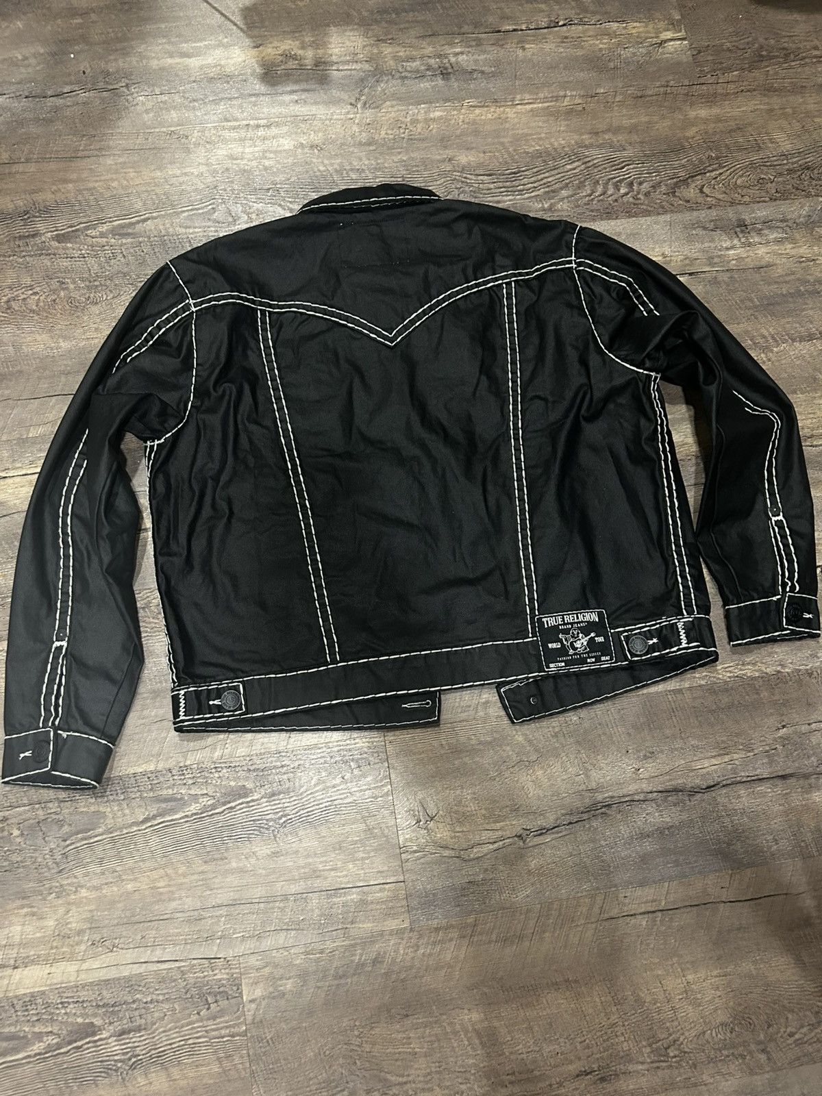 True Religion 🕷️ Waxed Denim Black & White Super T Jacket 🕷️ Size US XL / EU 56 / 4 - 5 Thumbnail