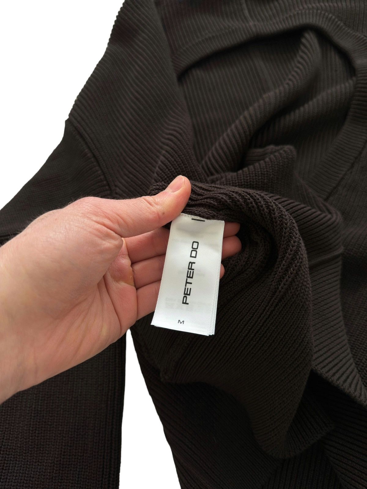 Peter Do $1475 2022 Open Back Brown Knit Pima Crewneck Sweater Size US M / EU 48-50 / 2 - 6 Thumbnail