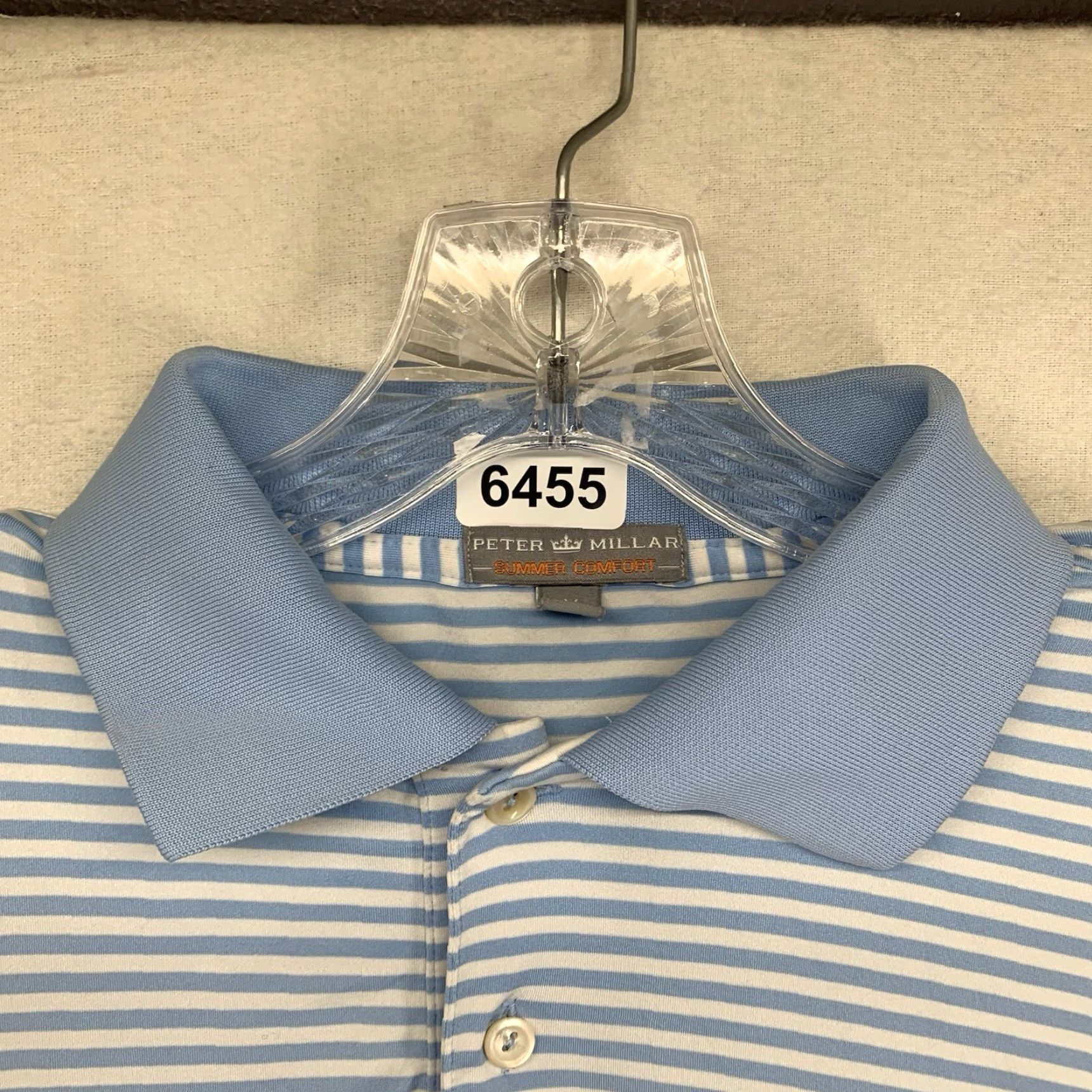 Peter Millar Peter Millar Polo Shirt M Striped Blue Summer Comfort Golf Button Collar Short Sleeve Mens Size US M / EU 48-50 / 2 - 4 Thumbnail