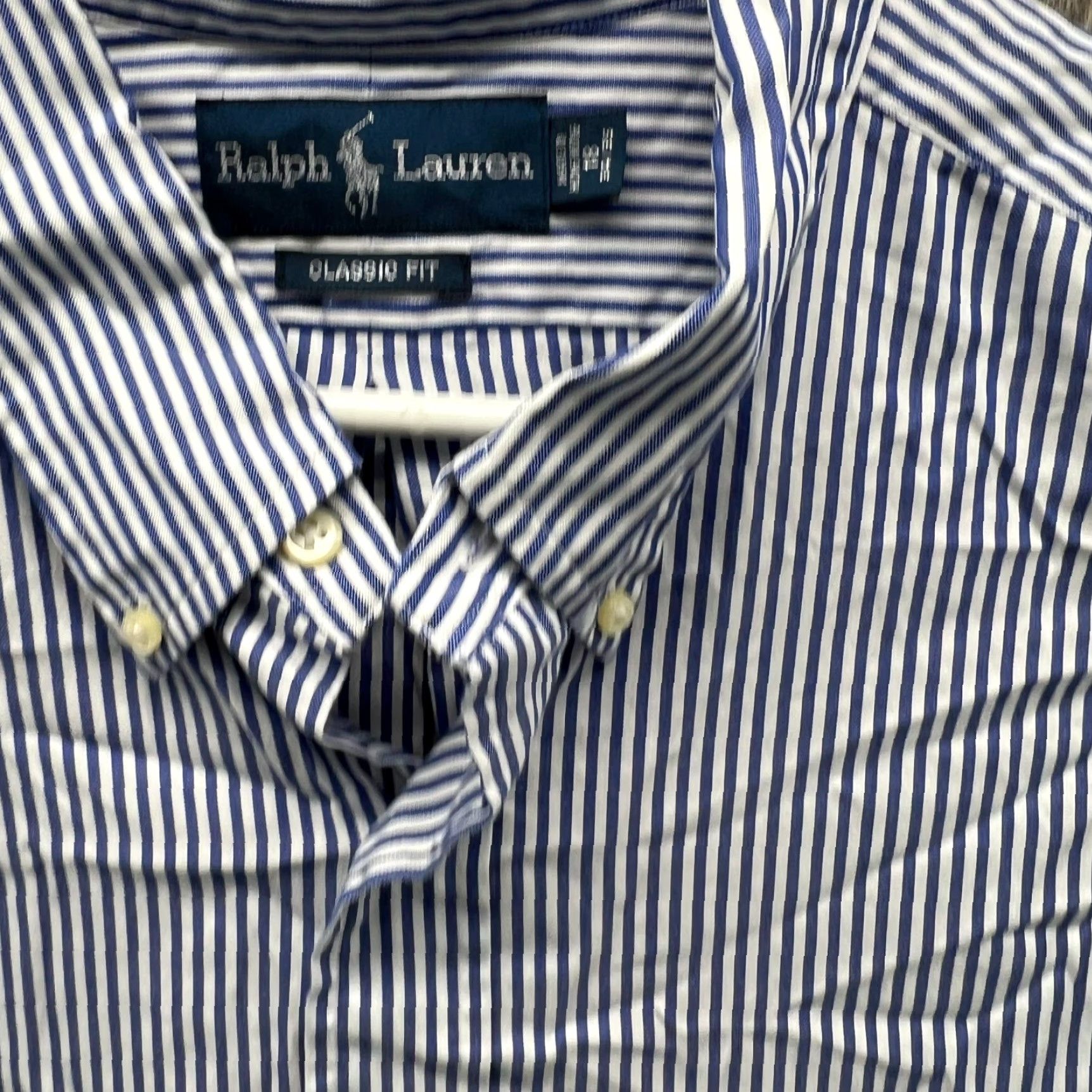 Ralph Lauren VINTAGE Ralph Lauren Shirt Mens 18 34/35 Blue Striped Button-Down Seersucker Shirt Mens 18 34/35 Blue Striped Button-Down Seersucker Size US XXL / EU 58 / 5 - 4 Thumbnail